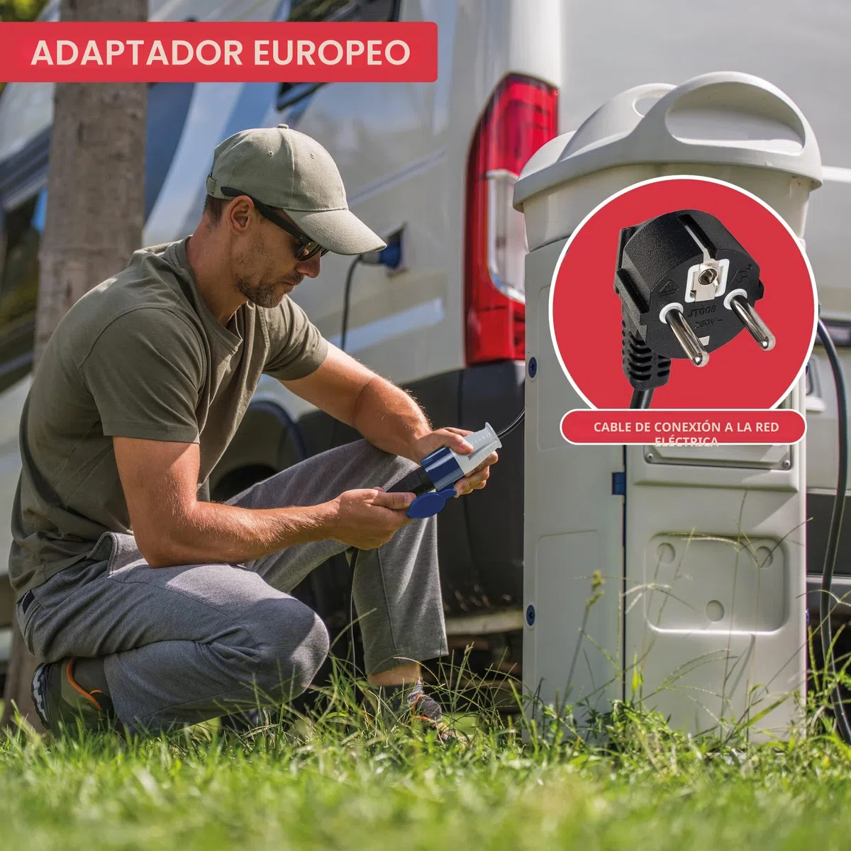 GADLANE Adaptador de enchufe caravana de 16A - adaptador europeo de camping eléctrico, impermeable IP44, toma de camping para exteriores CEE para conexión al sitio de camping, 35 cm (200-250V)