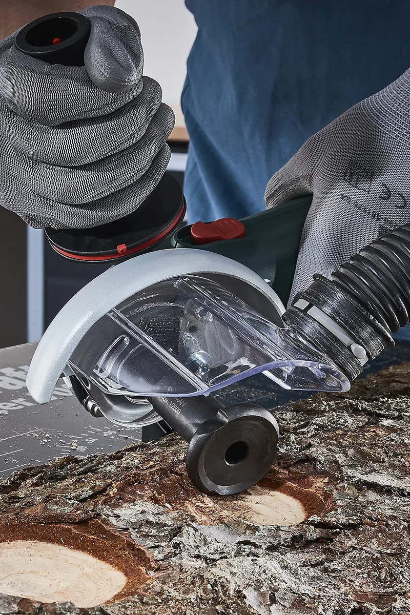 wolfcraft Campana de aspiración para amoladora angular I 4399000 I Para mecanizar madera con seguridad y sin polvo con n.º ref. 4387000, 4386000, 4385000