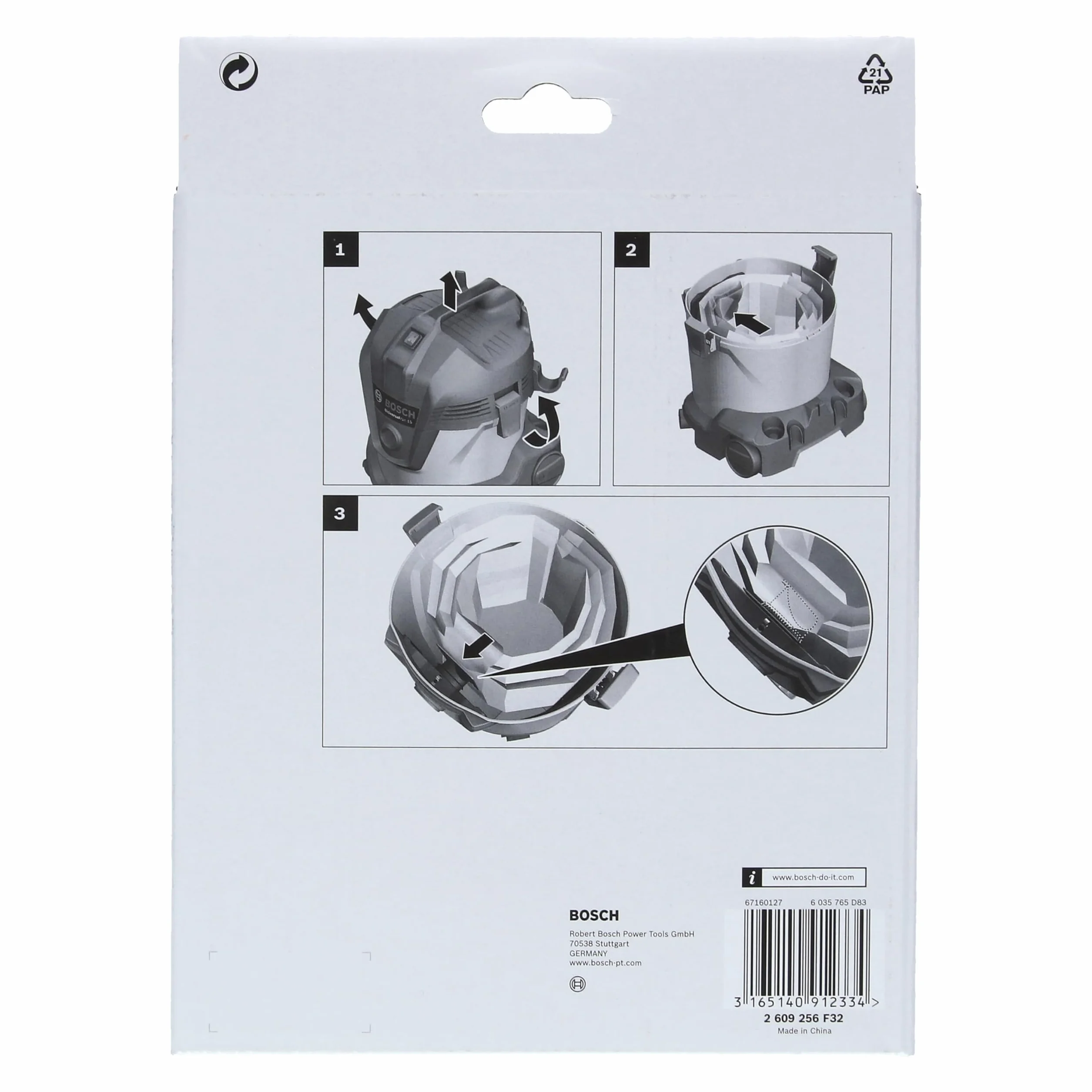 Bosch 2609256F32 Bolsa de Papel para Aspirador 0 W, 0 V, Set de 0 Piezas