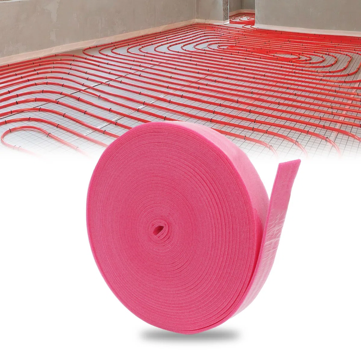 Tiras aislantes para bordes autoadhesivos: juntas de dilatación aislantes 50 mm x 5 mm x 20 m para calefacción por suelo radiante