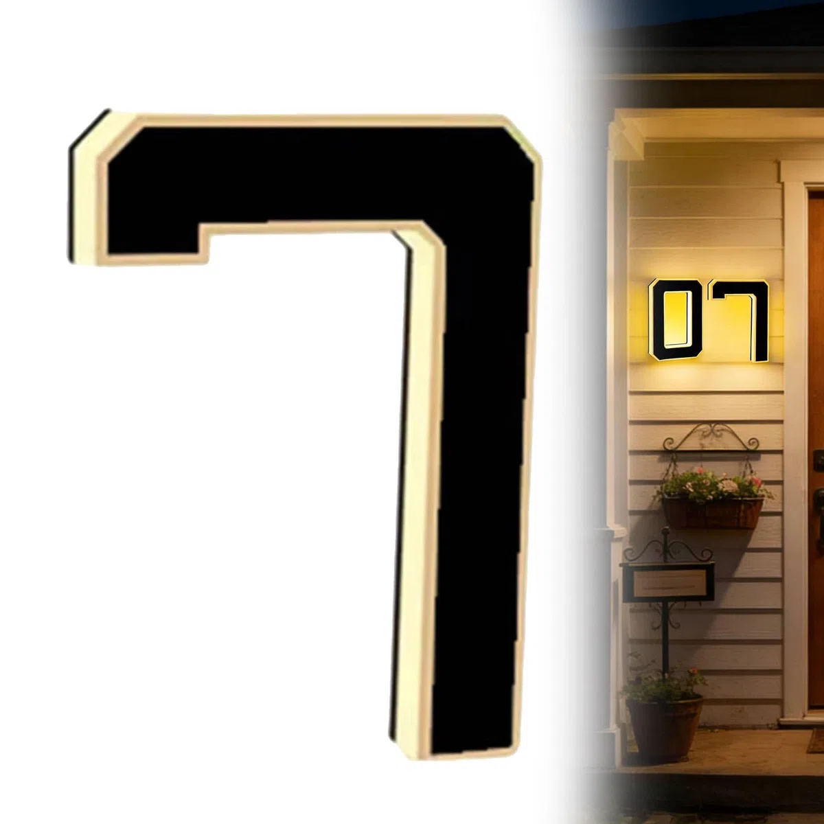 Números de casa con luz solar para exteriores, dirección LED impermeable de 22,86 cm, grandes números de casa exteriores modernos iluminados, visibilidad nocturna (7)