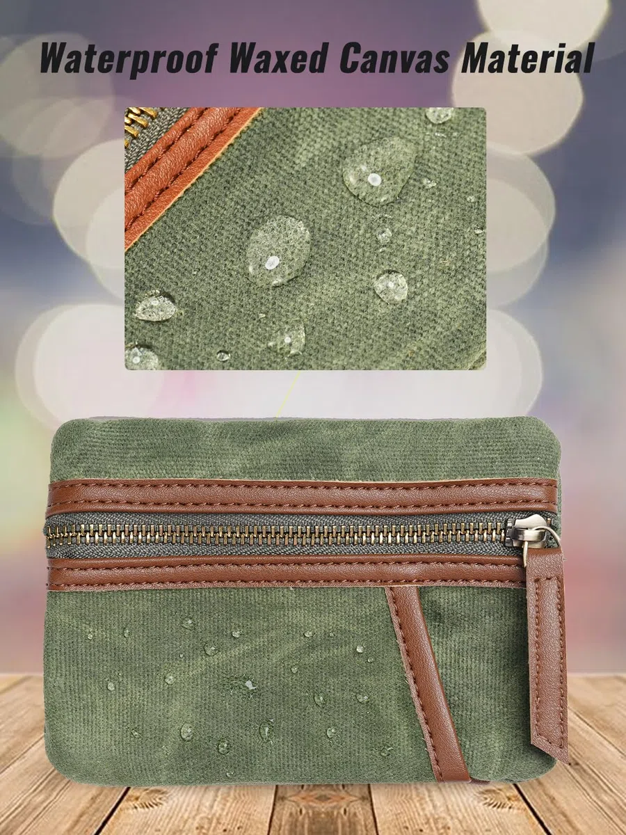 Sayram SP6 EDC - Bolsa organizadora de bolsillo compacta de lona encerada, bolsa de bolsillo EDC para hombres, bolsa de bolsillo con cremallera, mini organizador EDC para llevar todos los días, bolsa