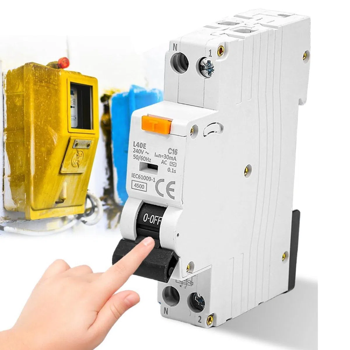 GOMETY Interruptor FI/LS C16, 30 mA, interruptor FI, C16 RCD, disyuntor protegido 6 kA 1P+N tipo A con corriente residual RCBO corriente nominal 16 A 230 V, montaje en carril DIN - curva C (wz1)