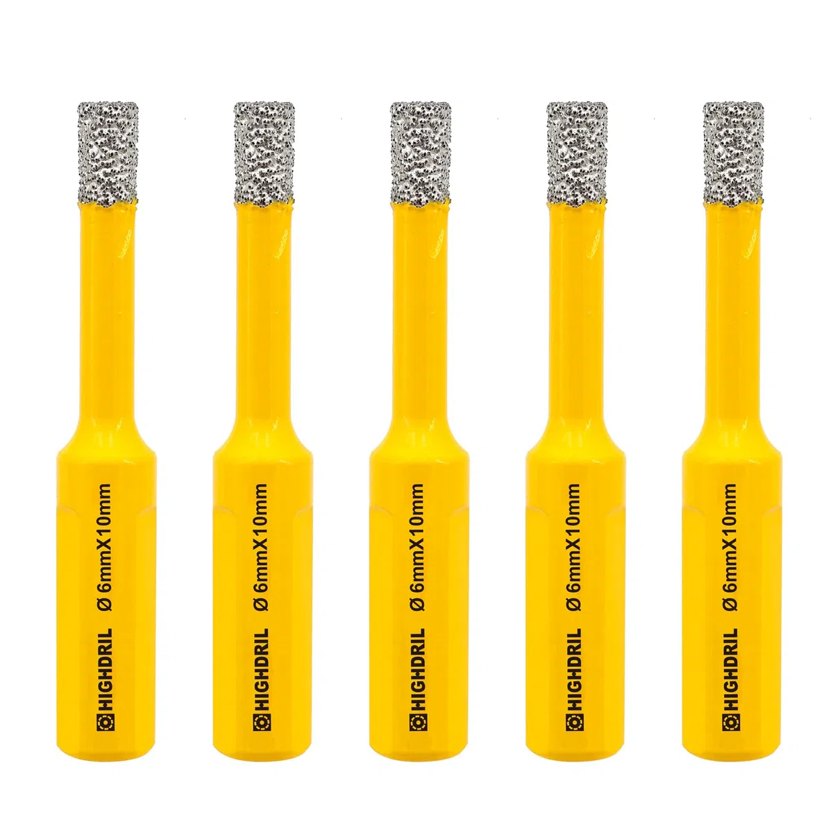 HIGHDRIL 5 brocas de núcleo de diamante, 6 mm de diámetro, sierra perforadora soldada al vacío para azulejos de cerámica, azulejos de porcelana, mármol, granito, gres, cuarzo, piedra artificial
