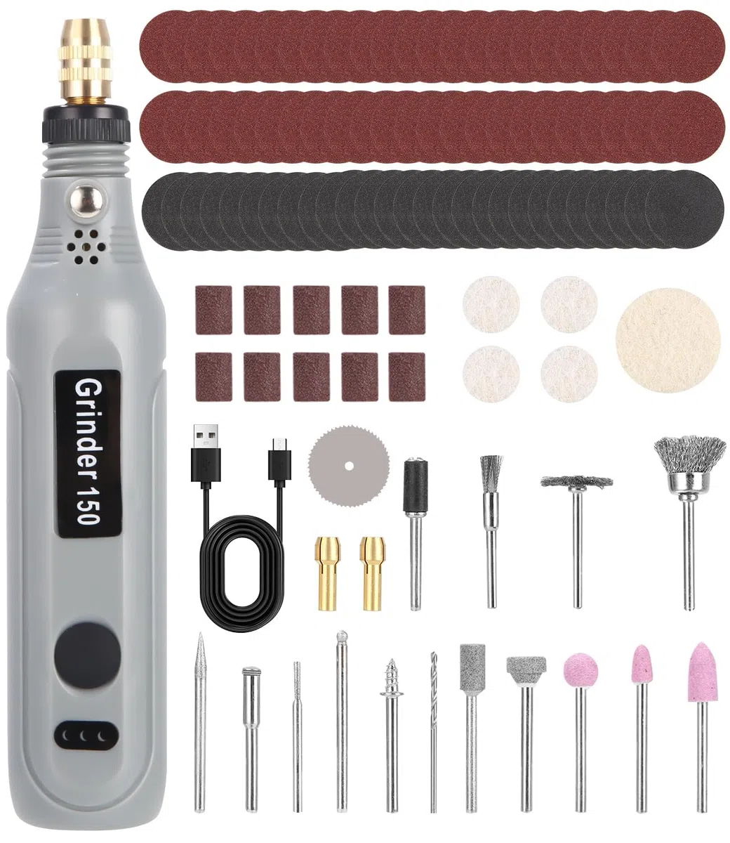 3.7V Mini Amoladora Eléctrica, Herramienta Rotatoria sin Cable con 105 Accessori, 3 Velocidades Variables 5000-10000 rpm, Mini Taladro Amoladora per Grabar, Cortar, Taladrar, Pulir