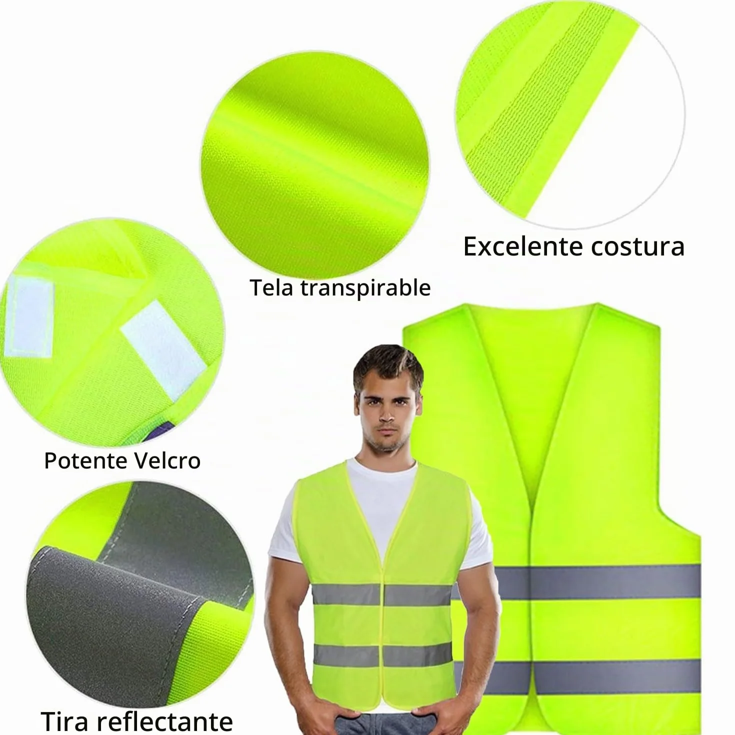 Chaleco Reflectante,10 PCS Chaleco de Seguridad,Chaleco de Seguridad de Alta Visibilidad,Amarillo Fluorescente,para Correr Moto Bicicleta de Seguridad Unisex