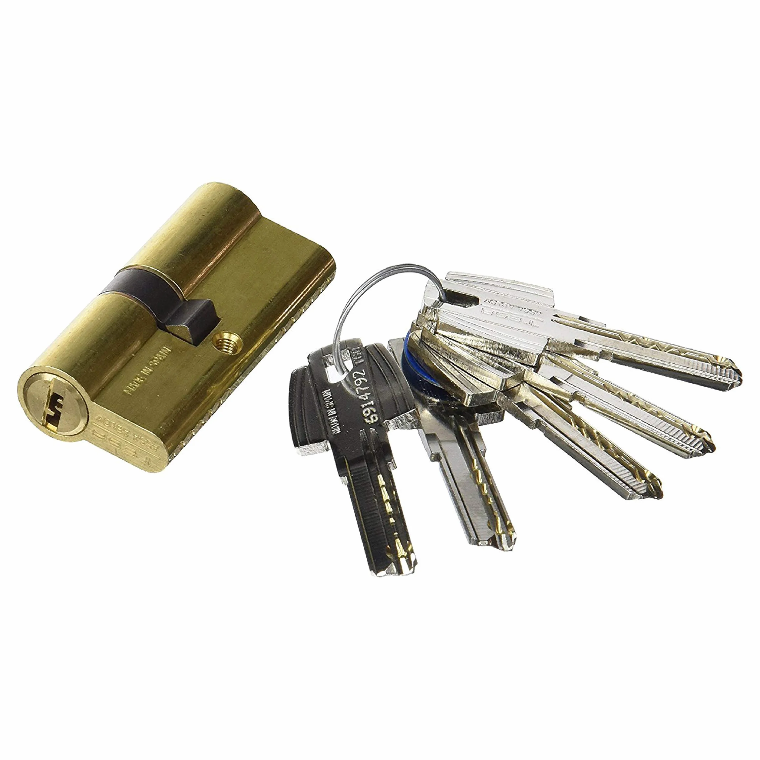 TESA T6553035L: Cilindro europeo T60, 30 x 35 mm, acabado latonado, compatible con cerraduras de perfil europeo, uso residencial y comercial, instalación sencilla, sustitución y obra nueva
