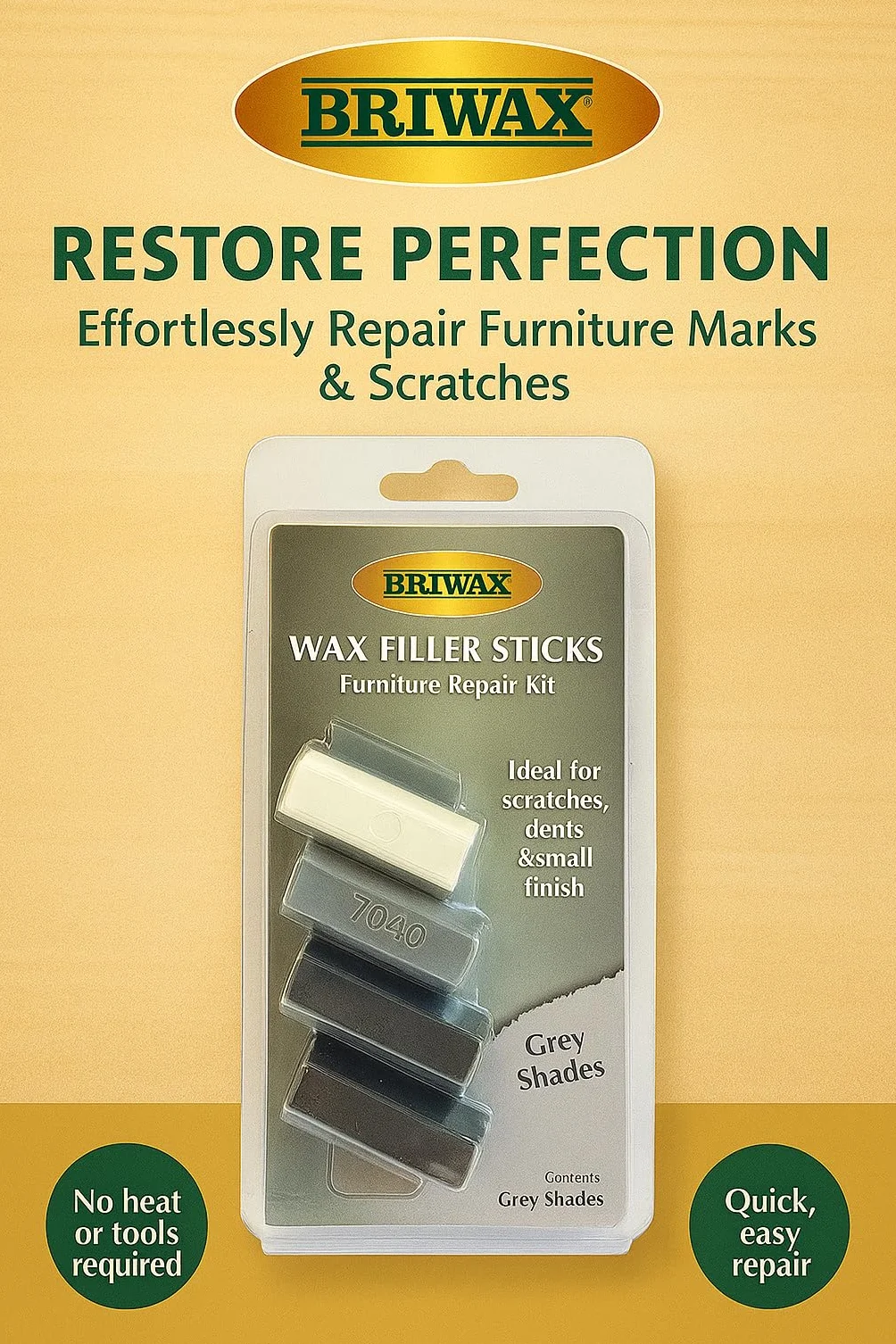 Briwax Varillas de relleno, color gris (4 barras de 40 ml)