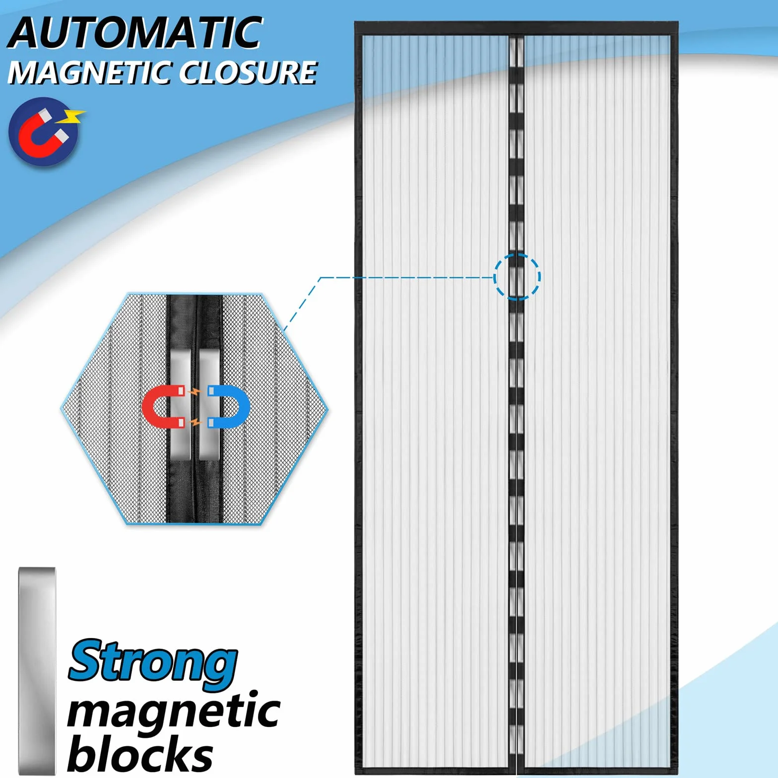 Mosquitera Puerta Magnética 80x180, SHA2WEN Mosquiteras para Puertas Negro, Disfrute del Buen Verano en Familia