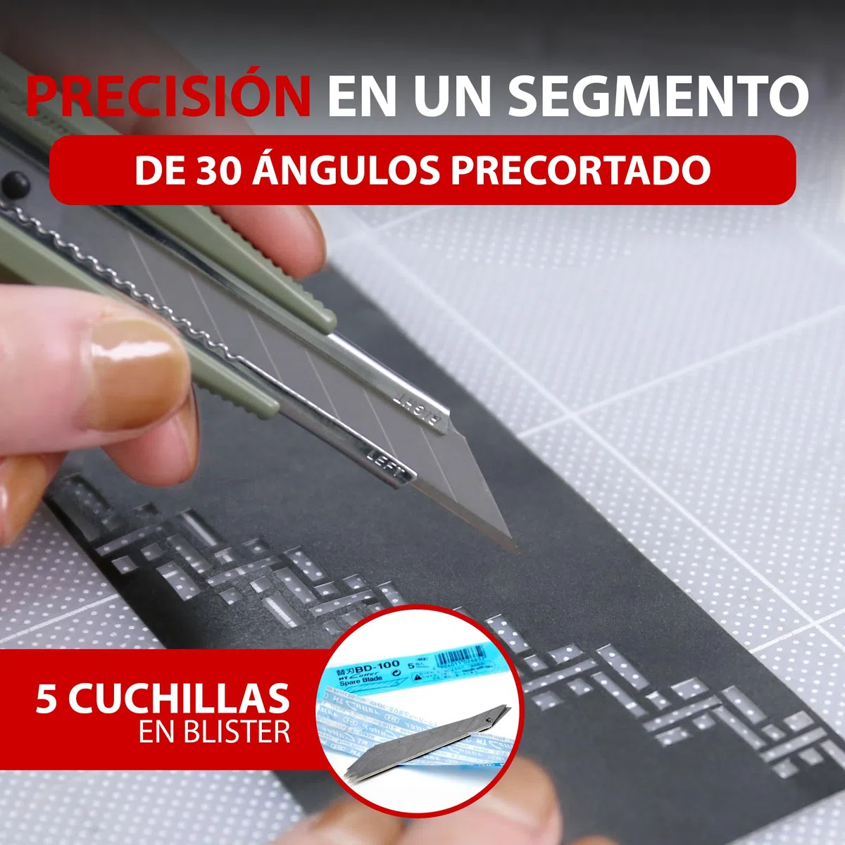 PACK 50 Cuchillas Biseladas 9 MM Angulo 30º Grados - Hojas Recambios para Cuter Estrecho NT CUTTER BD-100