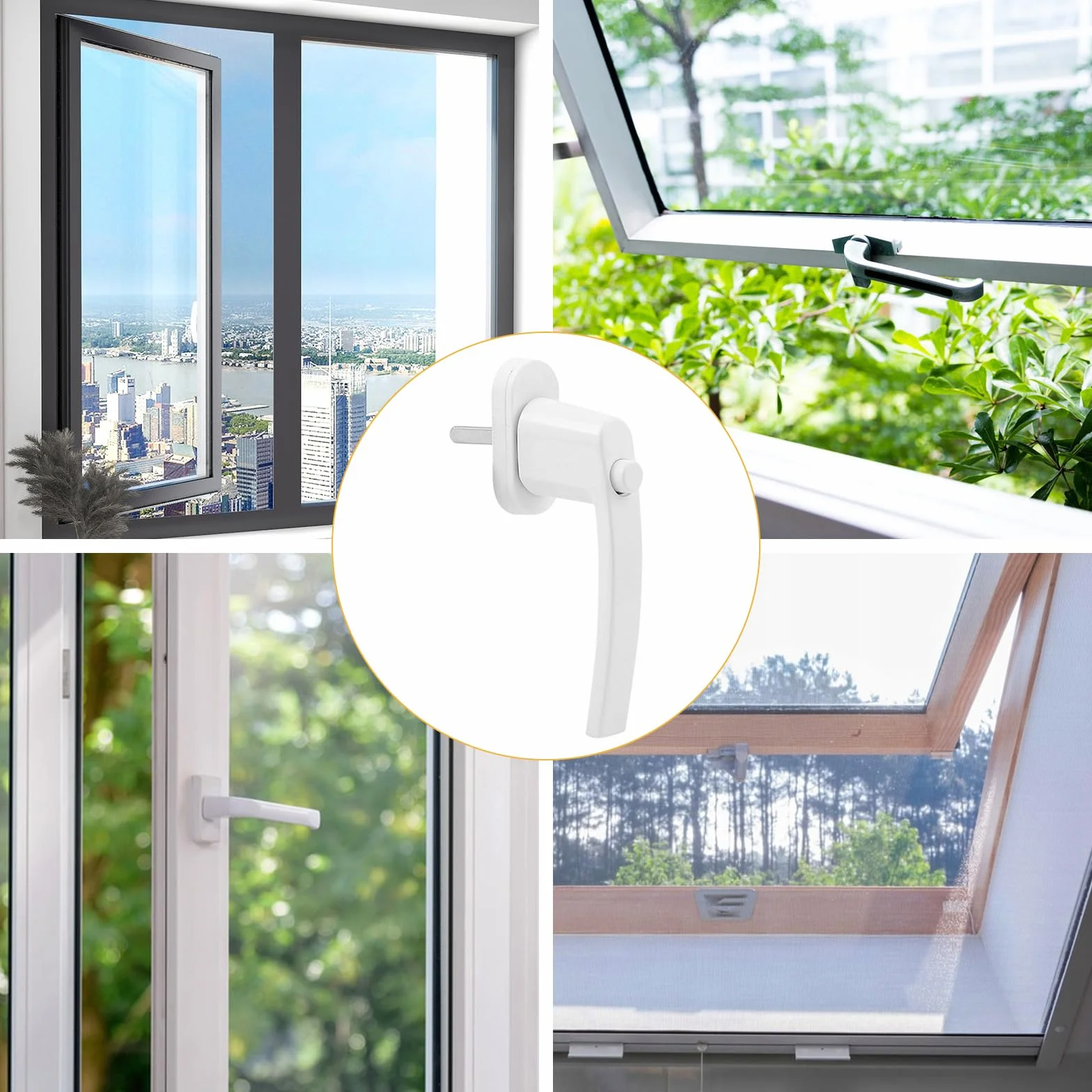 4 tiradores de ventana con cerradura, cierre de ventana con botón, tiradores de aluminio para ventanas de seguridad para niños, cerradura de ventana, tirador de puerta de terraza, tirador de seguridad