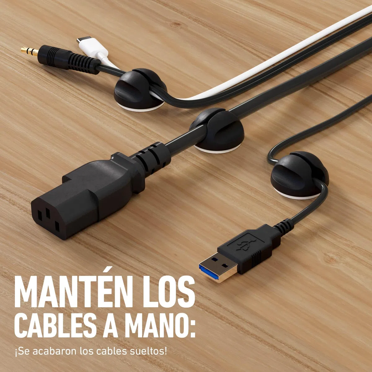 D-Line Kit Organizador de Cables – Bandeja para Cables bajo Escritorio con Envoltura en Espiral, Banda y Clips – Fácil de Instalar, Reduce el desorden y Organiza el Espacio