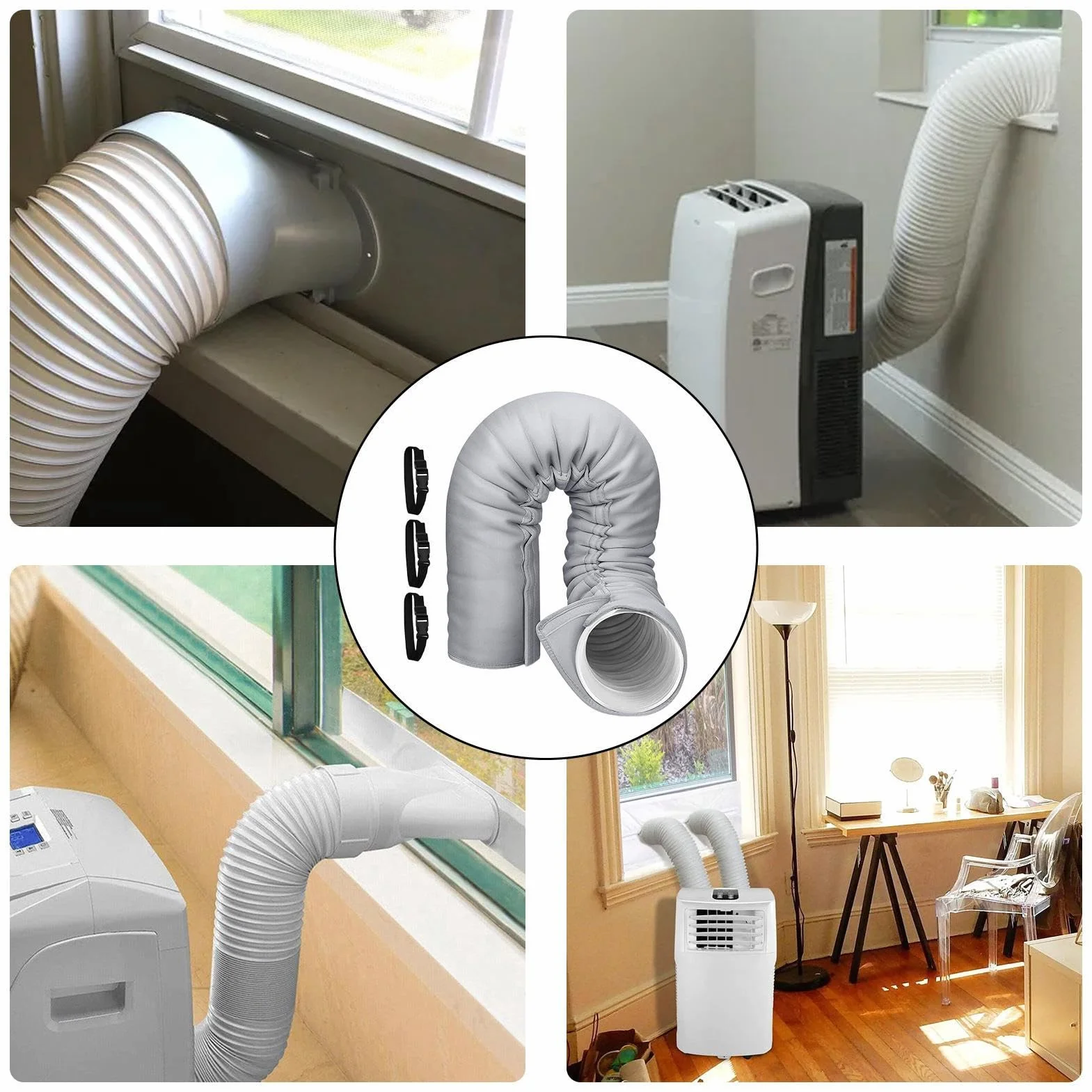 Cubierta Aislante Para Manguera De Aire Acondicionado Portátil, Para Mangueras De Escape De 5" Y 5.9" De Diámetro, Con 3 Hebillas Ajustables, Fácil De Instalar