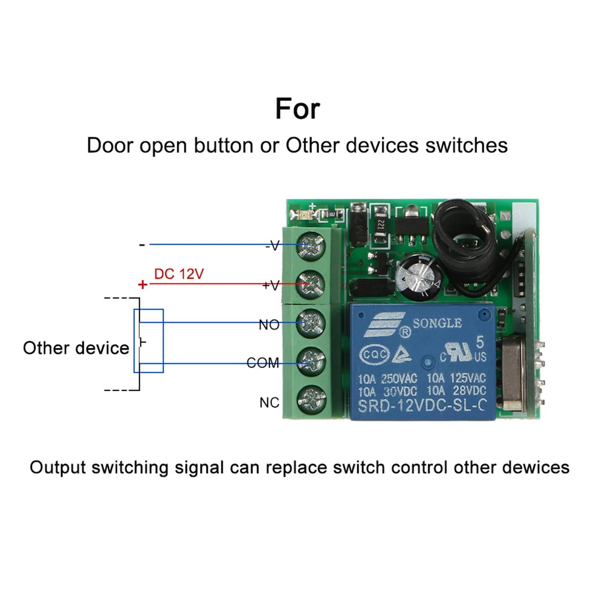 Transmisor y receptor de 433 MHz, Smart Home 12 V 1 CH interruptor remoto inalámbrico relé universal módulos de interruptor de control remoto y transmisor RF controles remotos