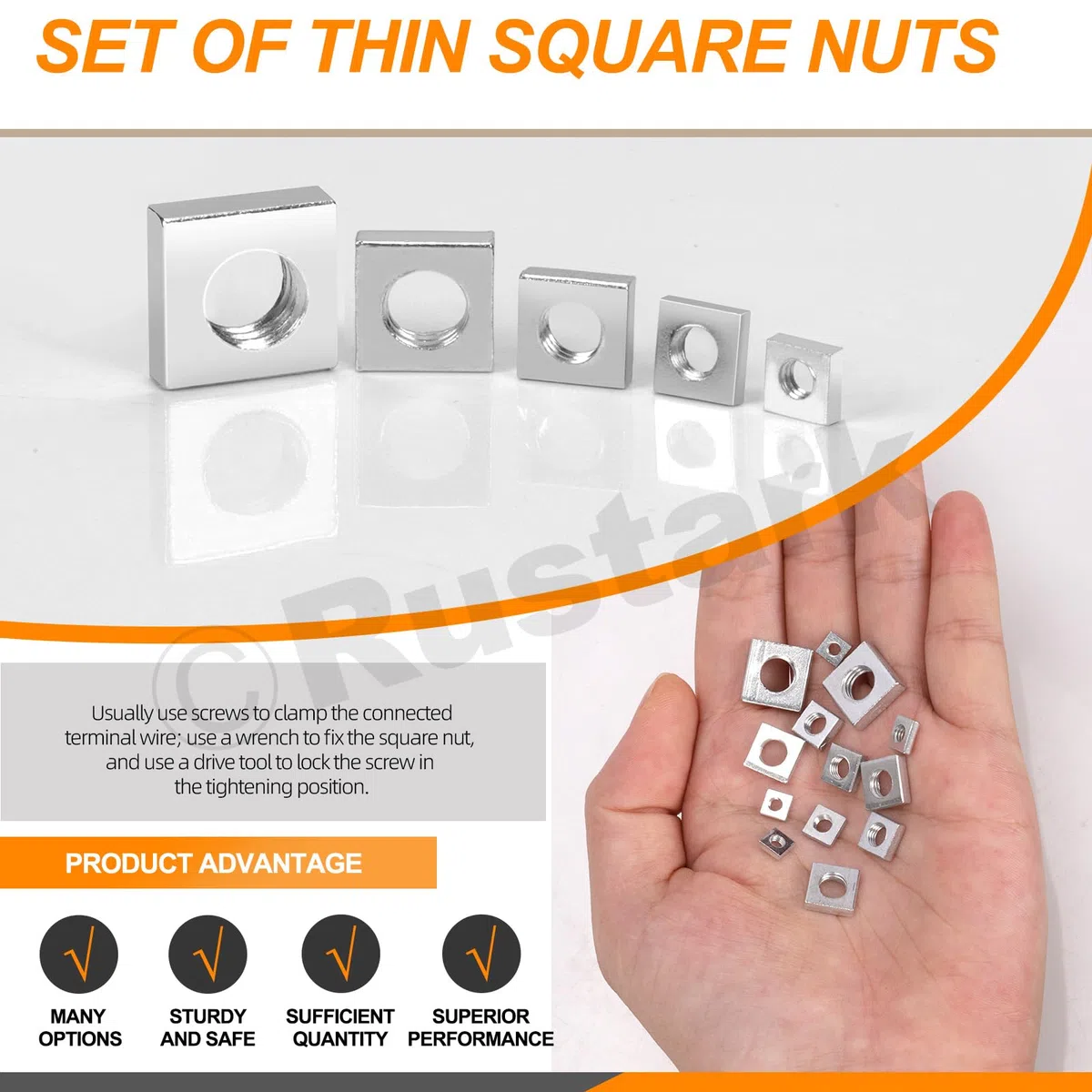 Kit surtido de 90 tuercas cuadradas M3 M4 M5 M6 M8, tuercas cuadradas para máquina de rosca gruesa métrica chapada en zinc blanco para equipos electrónicos mecánicos
