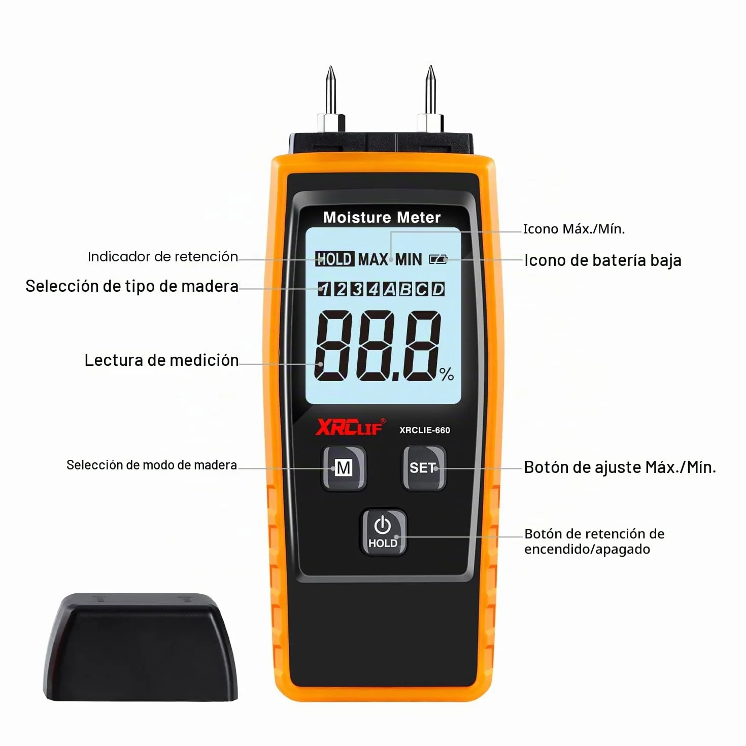 Medidor Humedad Pared Digital, XRCLIF Medidor de Humedad de Madera Portátil medidor de Madera para Fugas Humedad Mortero Cemento, Detector de Contenido de agua de Madera con luz de Fondo (amarillo)