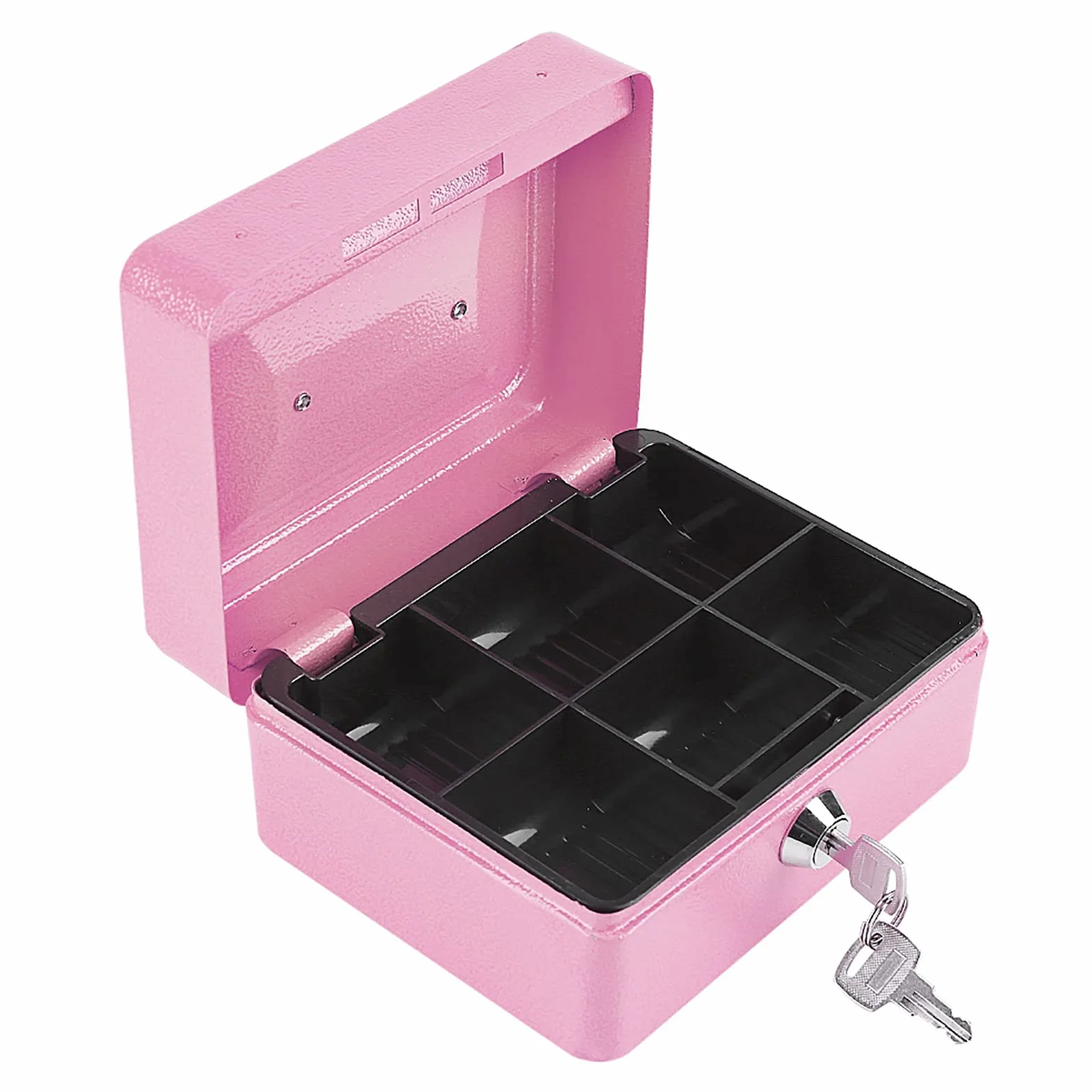HERCHR Caja de seguridad para dinero, Caja fuerte portatil 15 cm de ancho Con bandeja portamonedas y 2 llaves, Organizador de Efectivo con Cerradura y Compartimento Interior, Caja Fuerte para Dinero