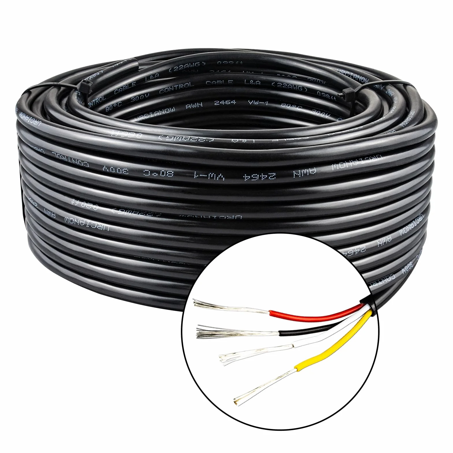 Cable de 4 Hilos 4x0,3 mm² 22 AWG 7 Metros PVC Trenzado Cobre Estañado Iluminación Baja Tensión