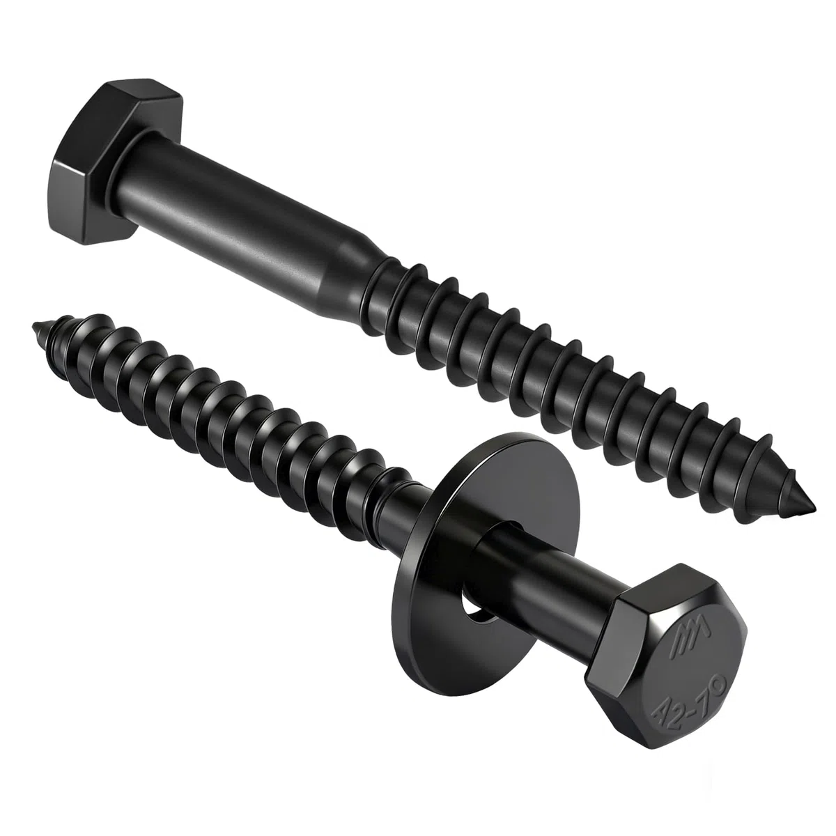 Tornillos hexagonales M6x50 para madera con arandelas, 25 unidades, acero inoxidable A2 V2A, tornillos hexagonales para madera, tornillos negros, tornillos de llave, para construcción de