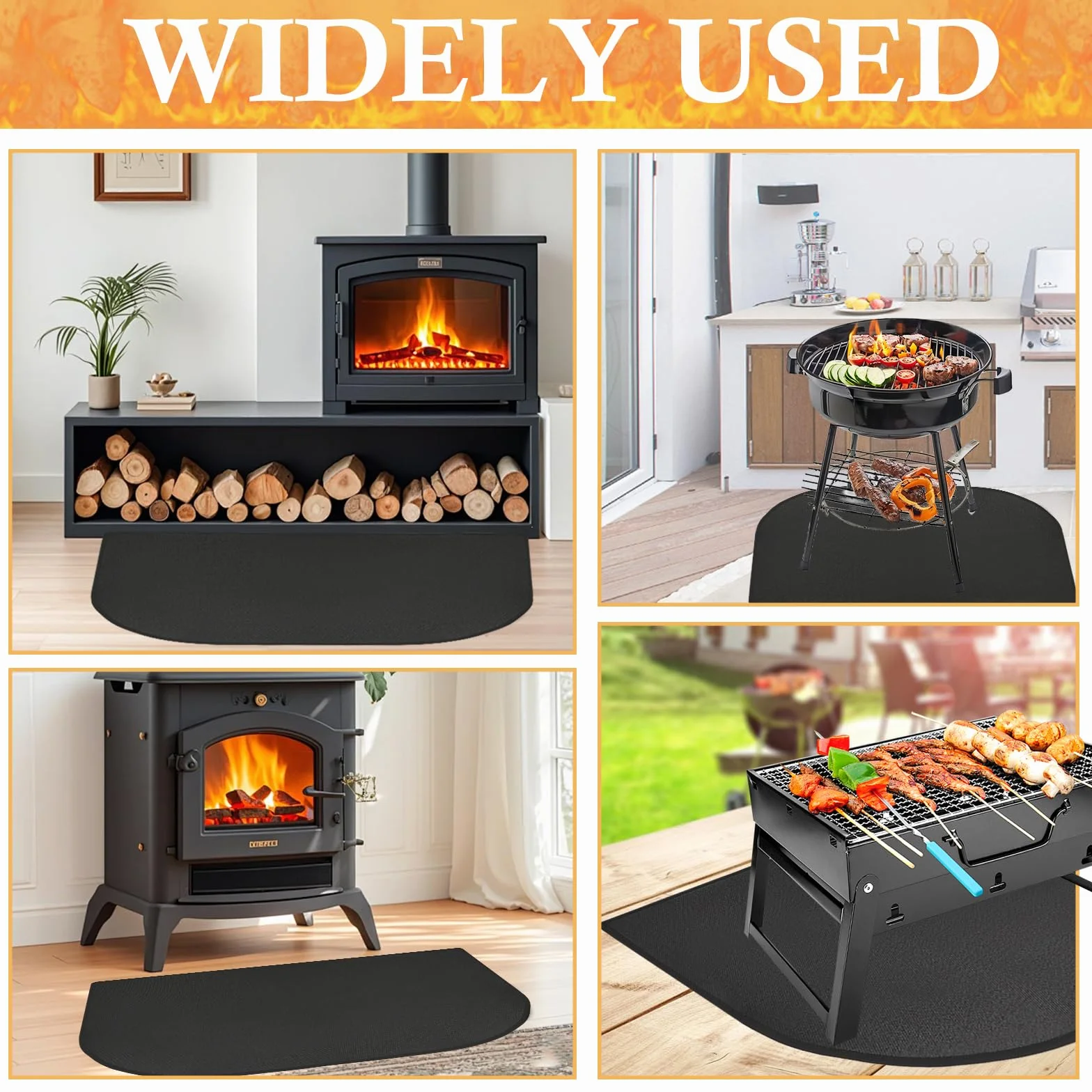 Alfombras Ignifuga para Chimenea, 80x50cm Esterilla Ignífuga para Chimenea, Placa de Protección contra Chispas, Protector Suelochimenea, Antichispas para Chimeneas para Chimenea, Estufa, Barbacoa