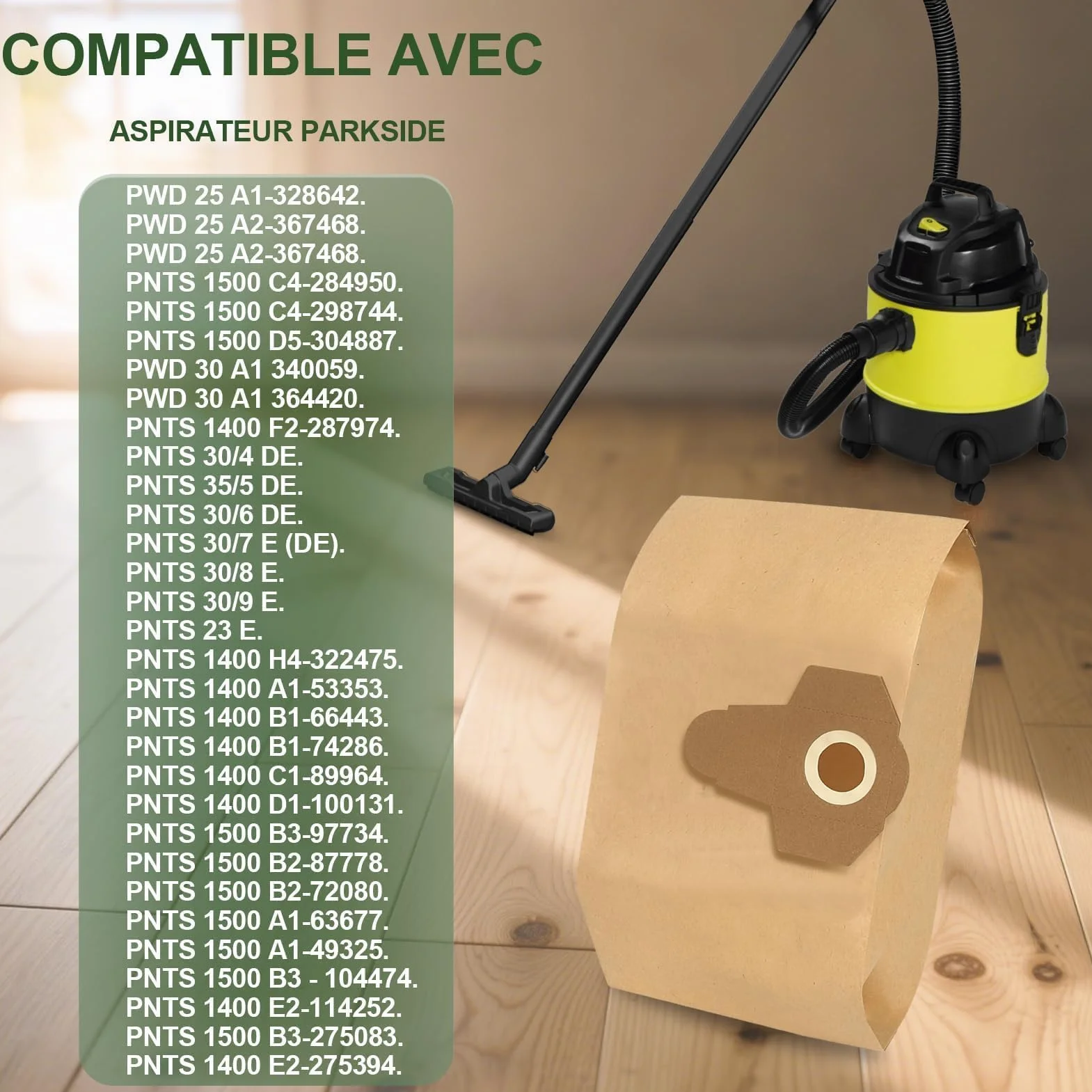 12 bolsas para aspiradora Parkside PWD 25 PWD 30 PNTS 1500 1600 A1 A2 B1 B2 B3 C1 C4 D1 E2