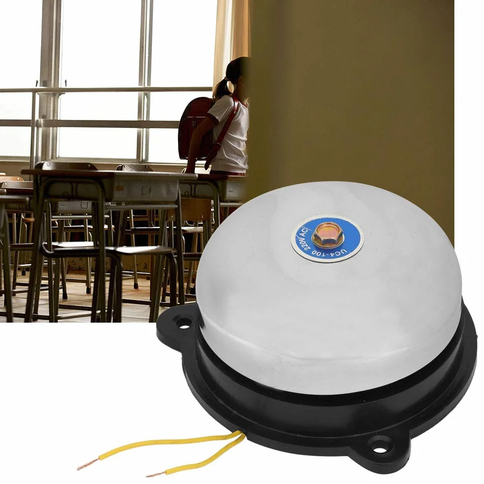 Timbre de señal, Campana de Anillo de Montaje en Pared de 4 Pulgadas Interior 220V para Escuela para fábrica
