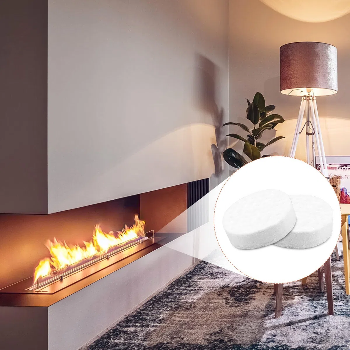 14 Piezas de Lana Cerámica para Bioetanol 85x85x25mm Lana Cerámica Esponja Cerámica para Chimeneas de Etanol Chimenea de Gel de Mesa Interior Estufa de Bioetanol