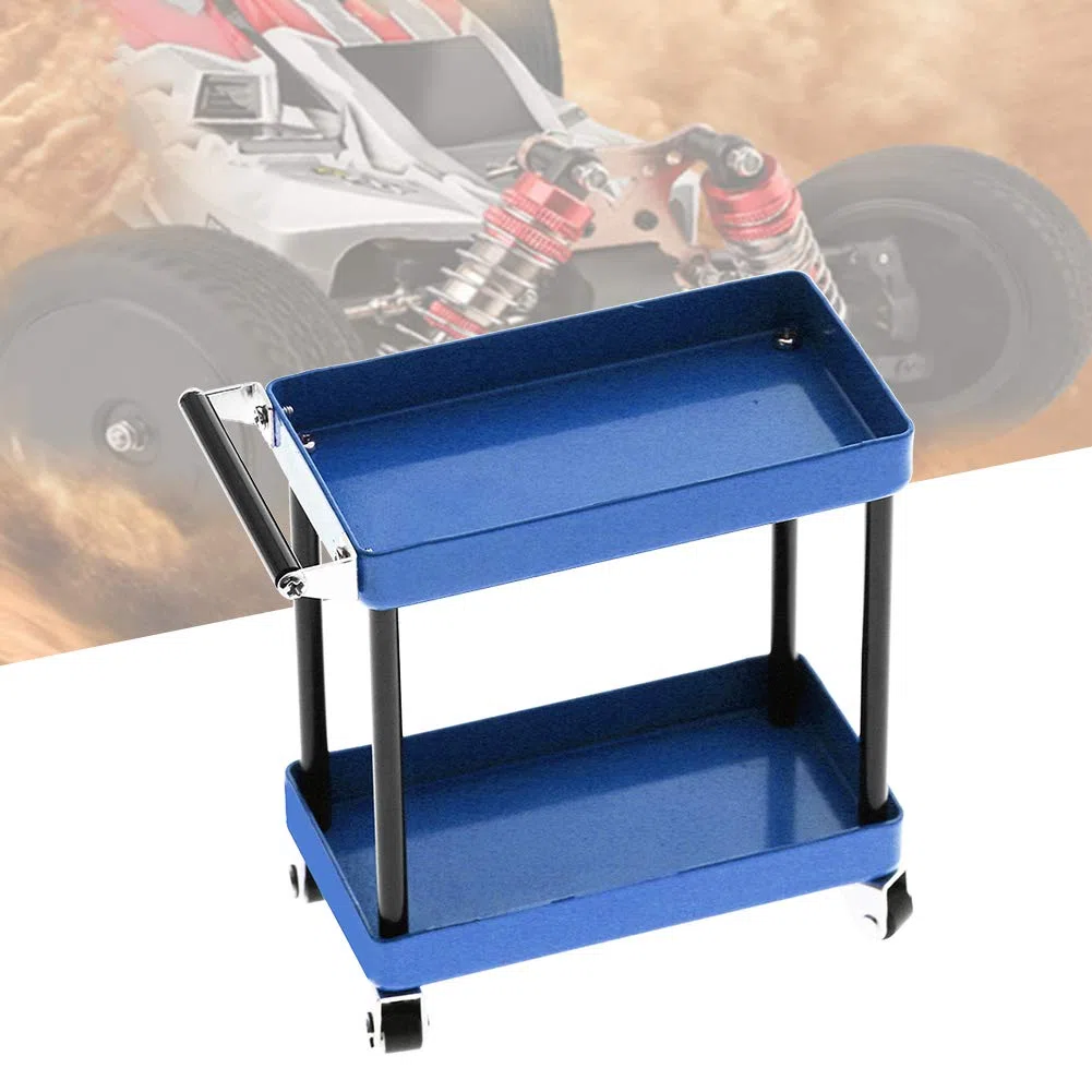 Organizadores De Herramientas, Carro De Herramientas De Metal Duradero Rendimiento Confiable Y Práctico Duradero Con Ruedas Para Taller De Garaje Para Accesorios RC(azul)