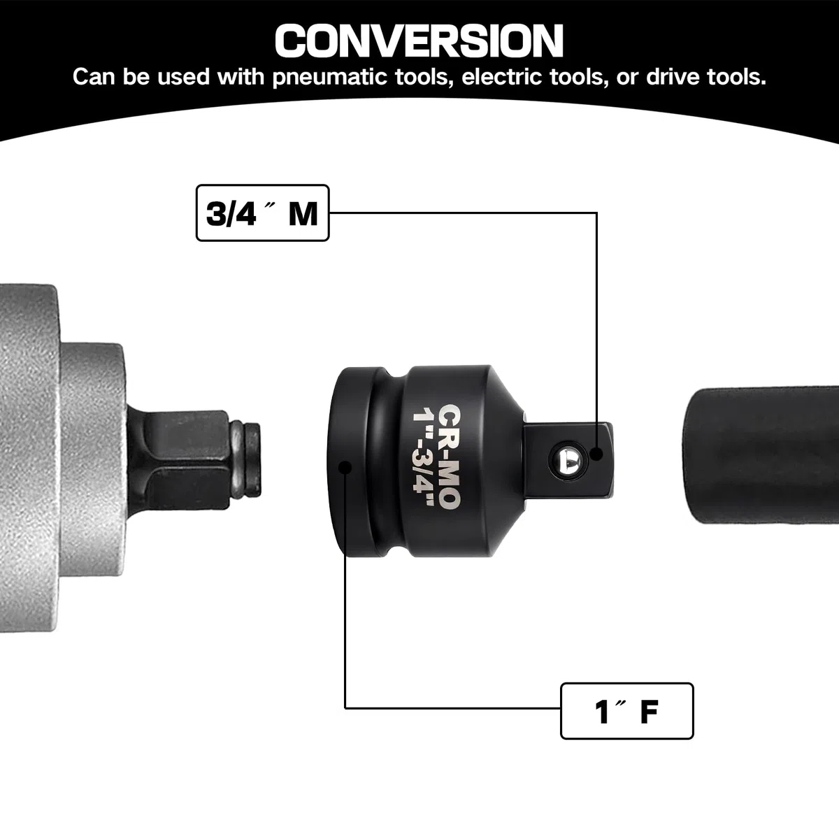 1F auf 3/4M Stecknuss Adapter,Schlagschrauber Nüsse,Cr-Mo Schlagadapter,Schlagwerkzeug-Adapter,Steckschlüssel Reductor Schlagadapter für Knarren,Nuss,Schlagbohrschrauber