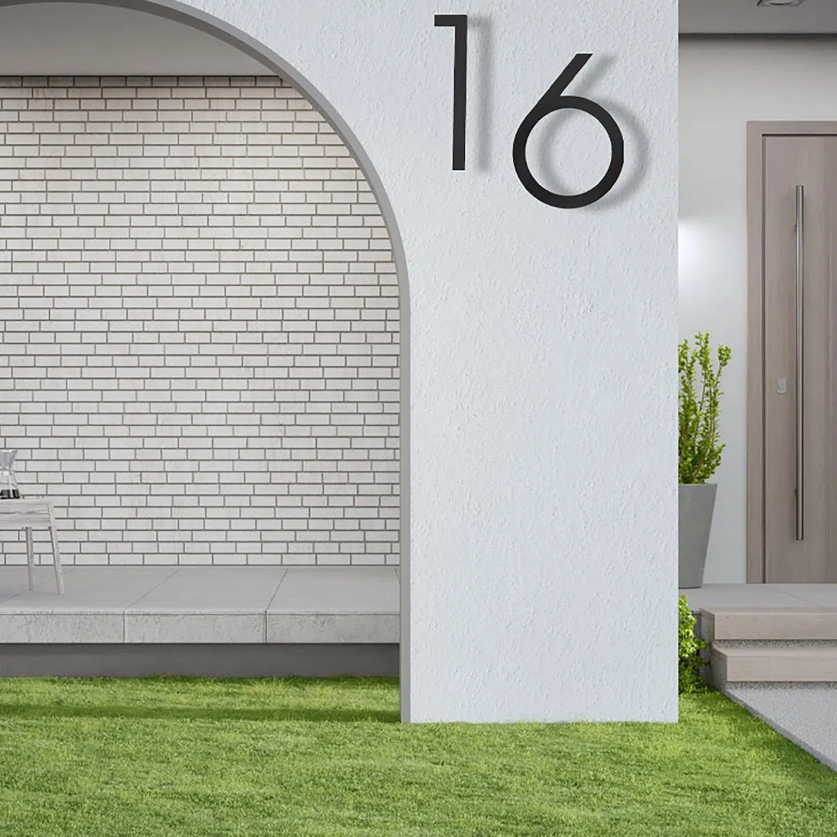 Números casa 12 pulgadas, número puerta acero inoxidable moderno, cartel dirección negro 30 cm con tornillos, para decoración apartamentos, paredes, calle, jardín, oficina, café, habitación(9)