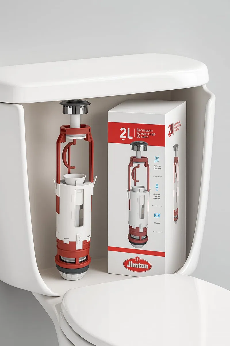 Jimten - Mecanismo Universal de Descarga WC Doble Pulsador S-584| Ahorro de Agua 3/6 L | Compatible con Cisternas Roca, Gala, etc. | Fácil Instalación y Altura Regulable