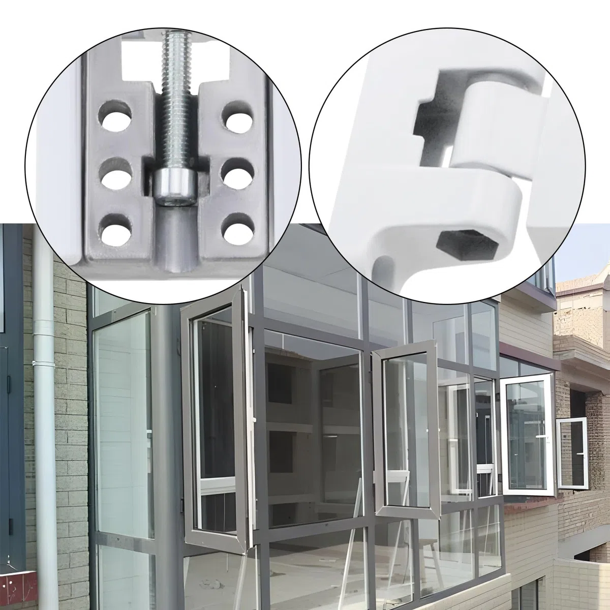 EMSea 2 Conjuntos Bisagra de Puerta Robusta Izquierda y Derecha para Puertas Francesas de PVC y Acero - Blanco