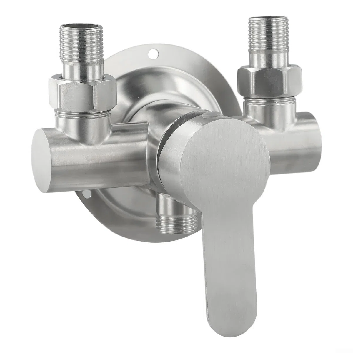 Grifo mezclador de ducha montado en pared de acero inoxidable con control de agua fría y caliente con cómoda manija de metal, cartucho de disco cerámico y rosca de G1/2 pulgadas. Se adapta a