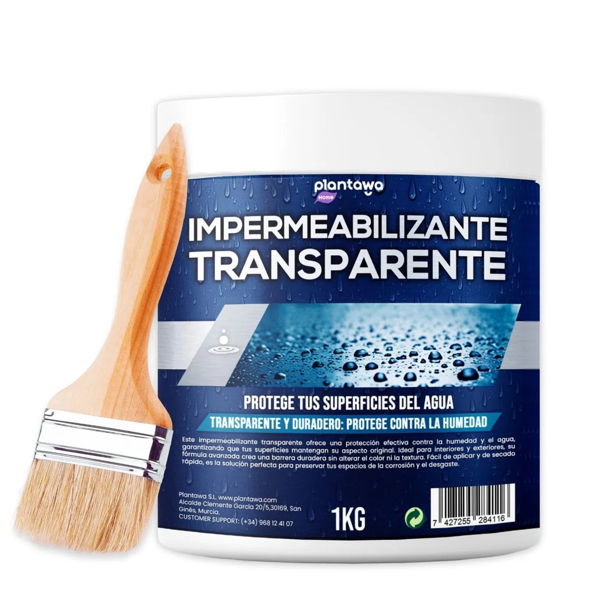 Plantawa Impermeabilizante Transparente 1kg | Revestimiento impermeable definitivo, Genera película protectora, Resistente al agua y humedad, Revestimiento impermeable para interiores y exteriores