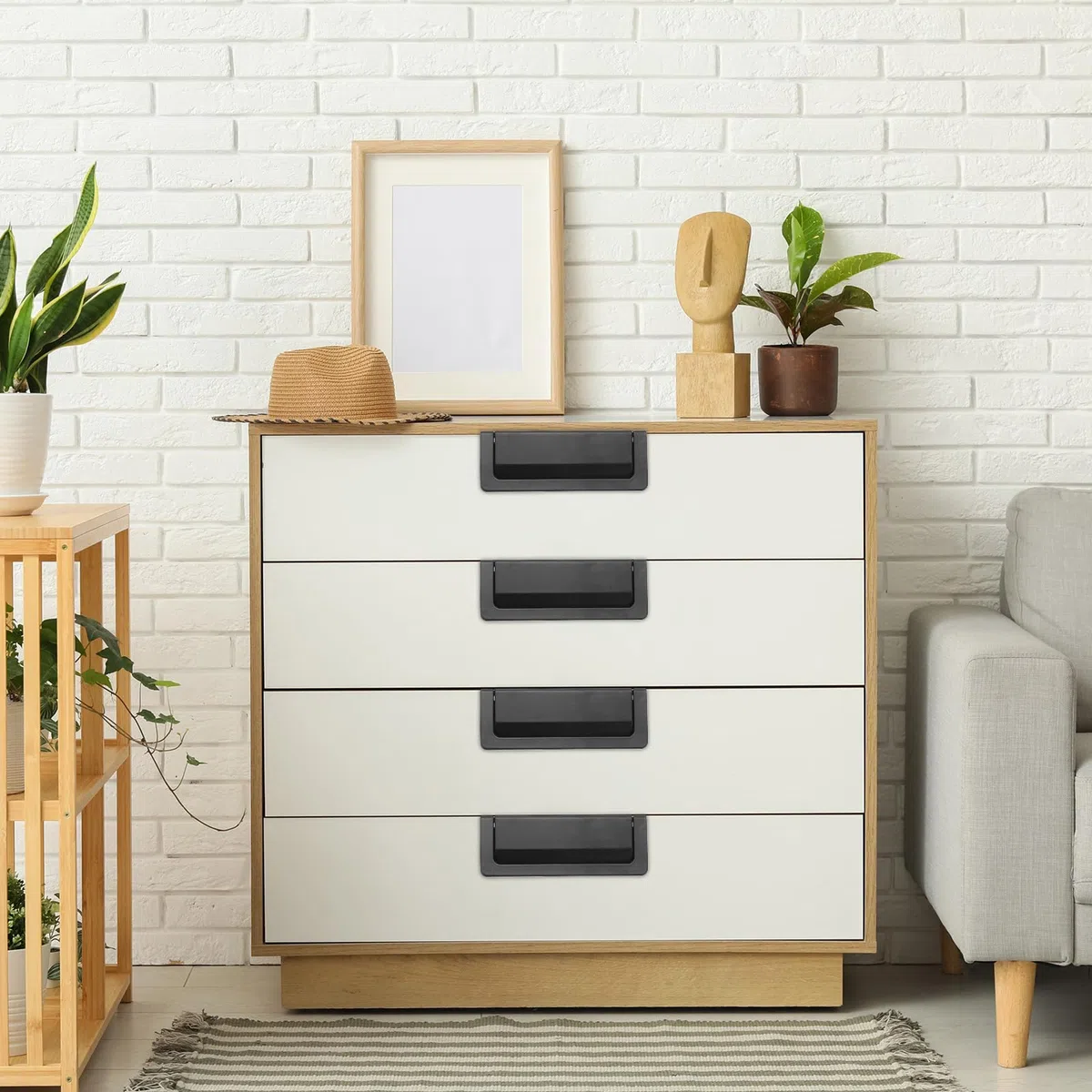 PATIKIL Manijas Ocultas para Armarios de 3" 4 Piezas Aleación de Zinc Tiradores de Cajón Ocultos Con Tornillos para Muebles de Cocina Y Dormitorio, Negro