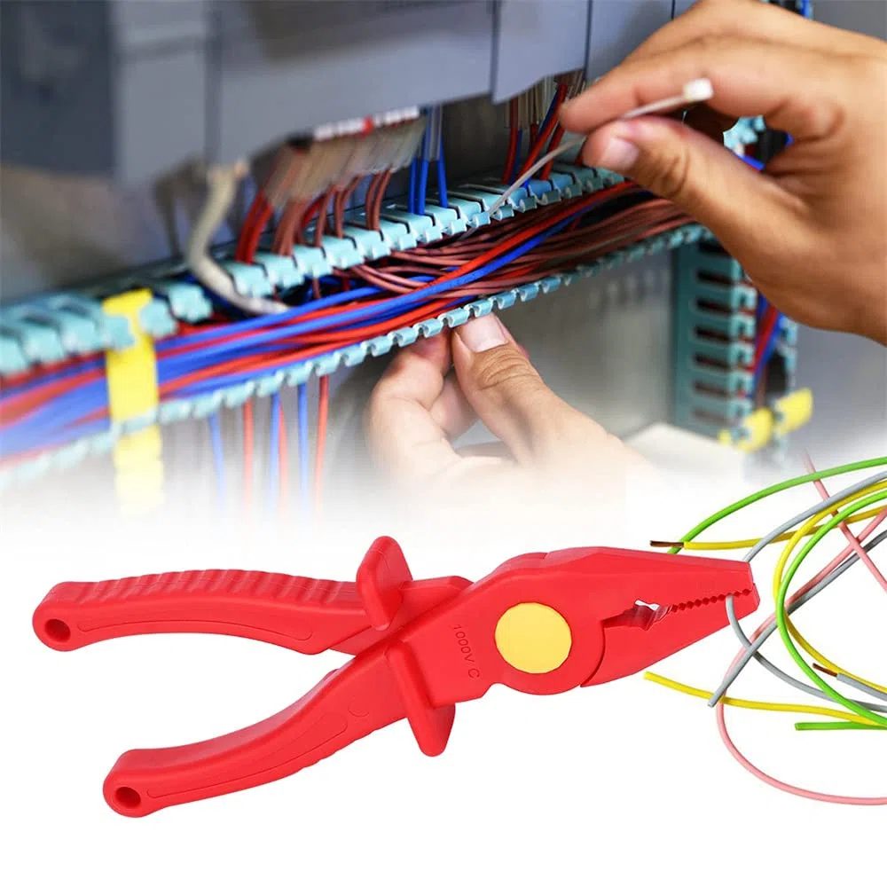 Alicates planos de plástico aislante, 1000 V, pinzas planas de plástico resistentes a alta presión, herramientas de mano para la instalación de instrumentos y la interrupción del circuito