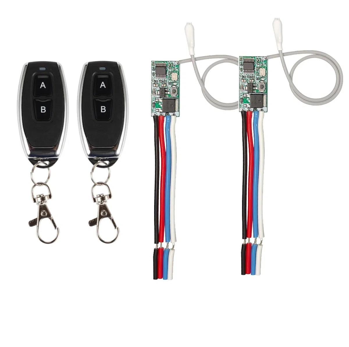 QIACHIP DC 3.6V 5V 9V 12V 24V 433MHz Módulo Inalámbrico Receptor Controlador con 2 Transmisores, 2A Mini Relé Interruptor Remoto para Lámparas, Decoraciones de Navidad
