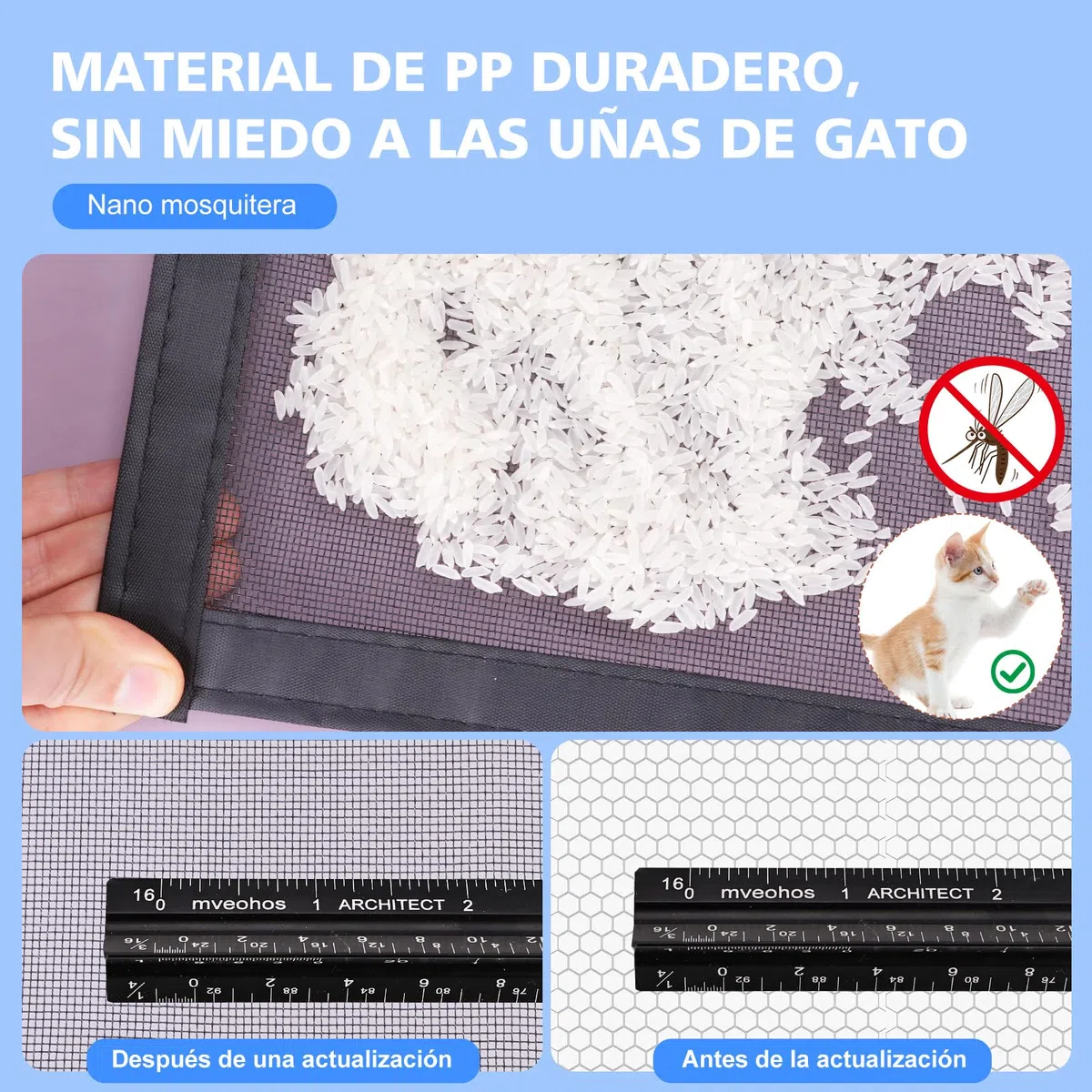 Mosquitera adhesiva con cremallera| 110x120 cm | Cierre de gancho y bucle translúcido| PP transpirable, reutilizable, reutilizable| Negro+múltiples tamaños
