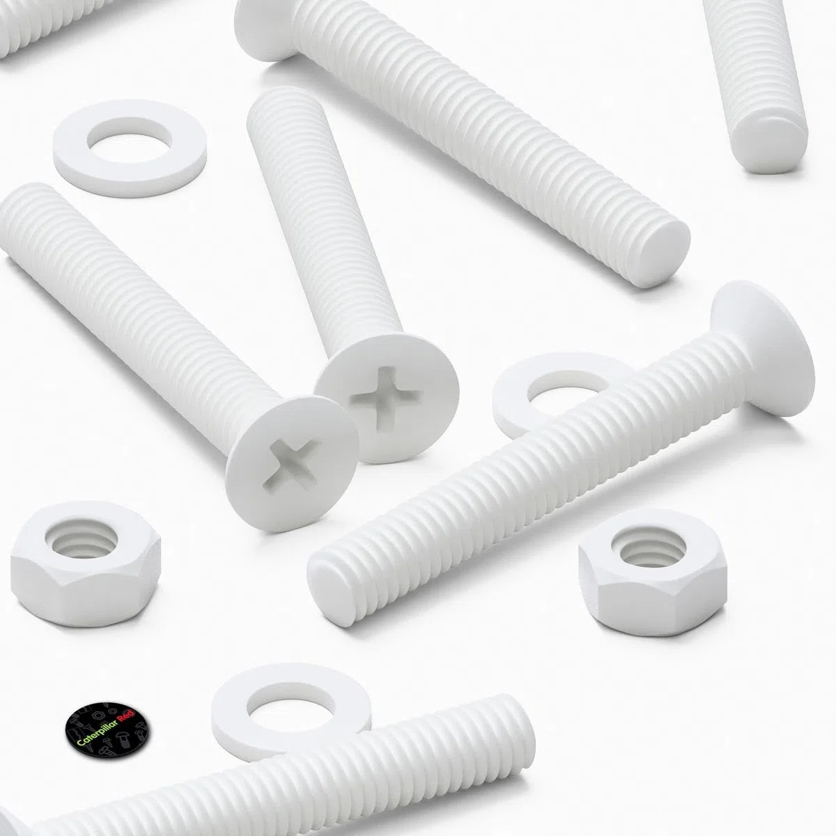 20 x tuercas y tornillos avellanados con agujero transversal Polipropileno Blancos (PP), Acrílico, Pernos Tornillos y Tuercas de Plástico, M6 x 40mm