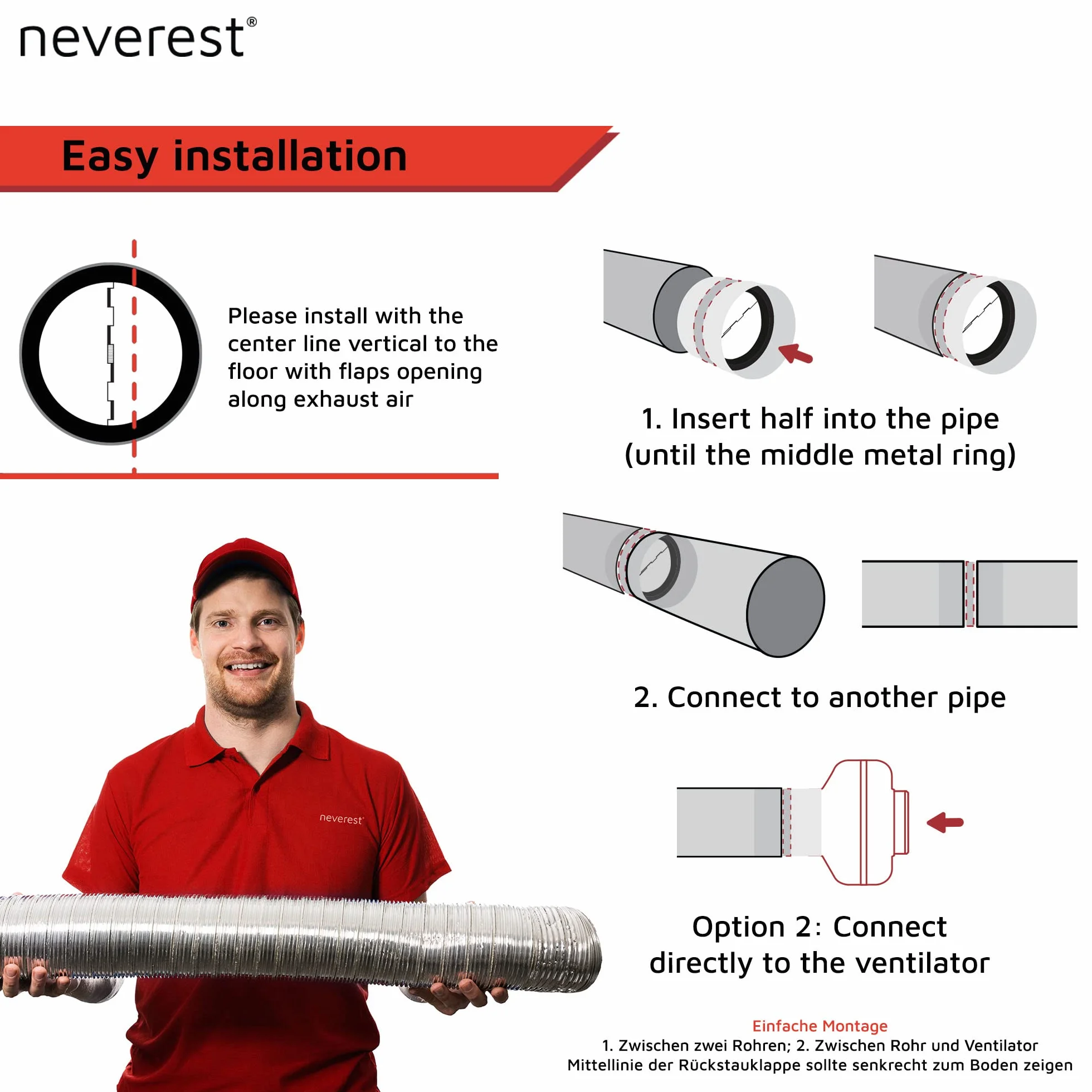neverest® RK 125 mm Tubo conector Válvula Obturador Sellado de Caucho en Línea