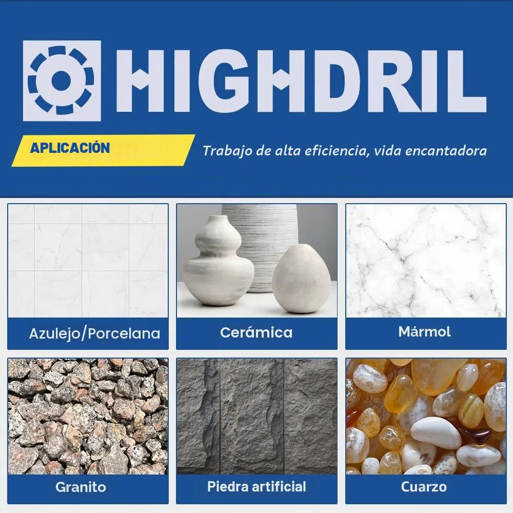 HIGHDRIL 5 brocas de núcleo de diamante, 6 mm de diámetro, sierra perforadora soldada al vacío para azulejos de cerámica, azulejos de porcelana, mármol, granito, gres, cuarzo, piedra artificial