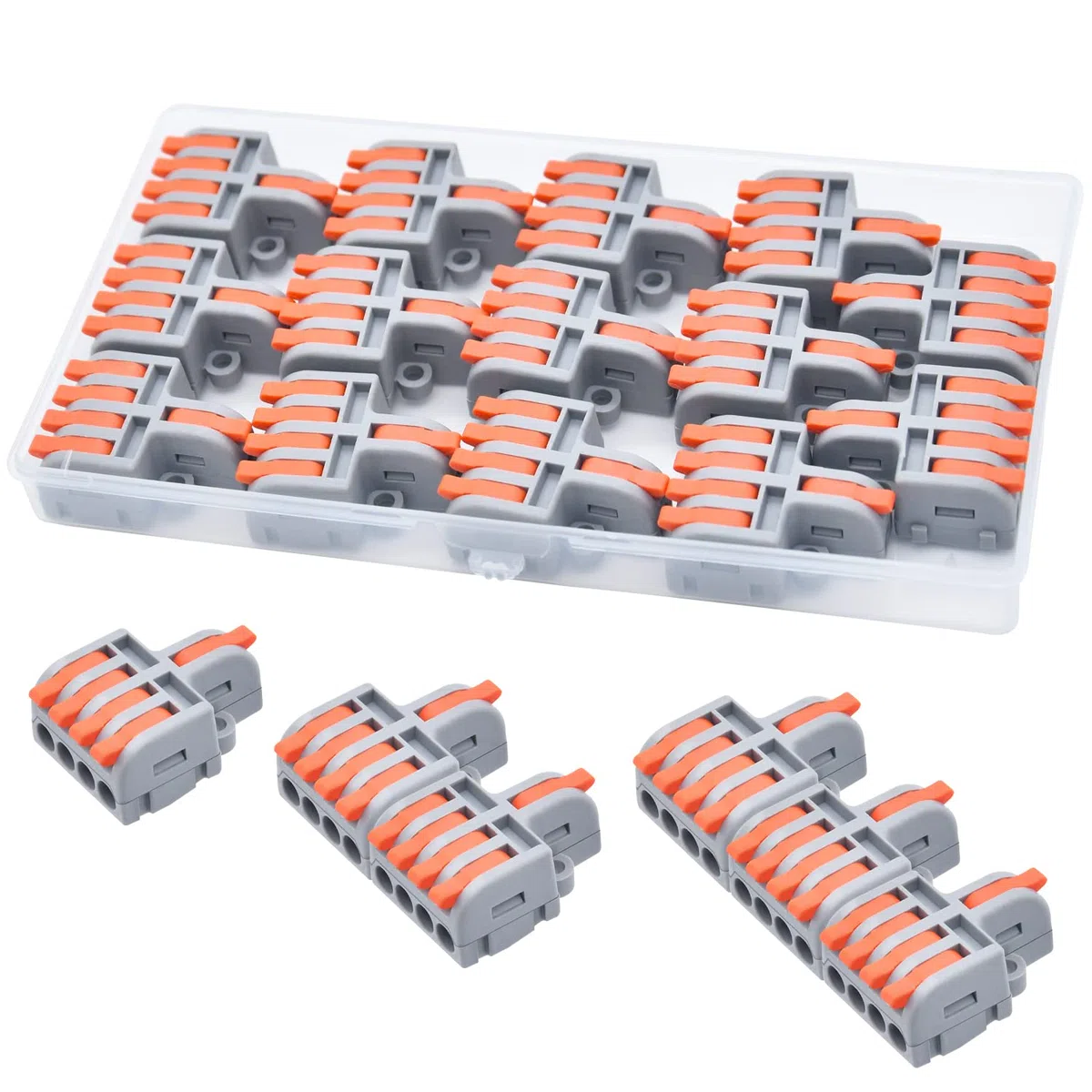 14 piezas Conectores Eléctricos, 1 en 4 fuera Conector Conductor Compacto, Rápido Cable Conector Bloque Terminal, Adecuado para 0,2-4mm² cables