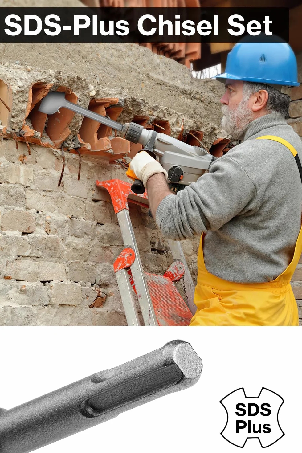 Lytool Cincel SDS Plus Azulejos y Baldosas 250x40mm+280x100mm para Concreto,Mampostería y Martillos de Impacto