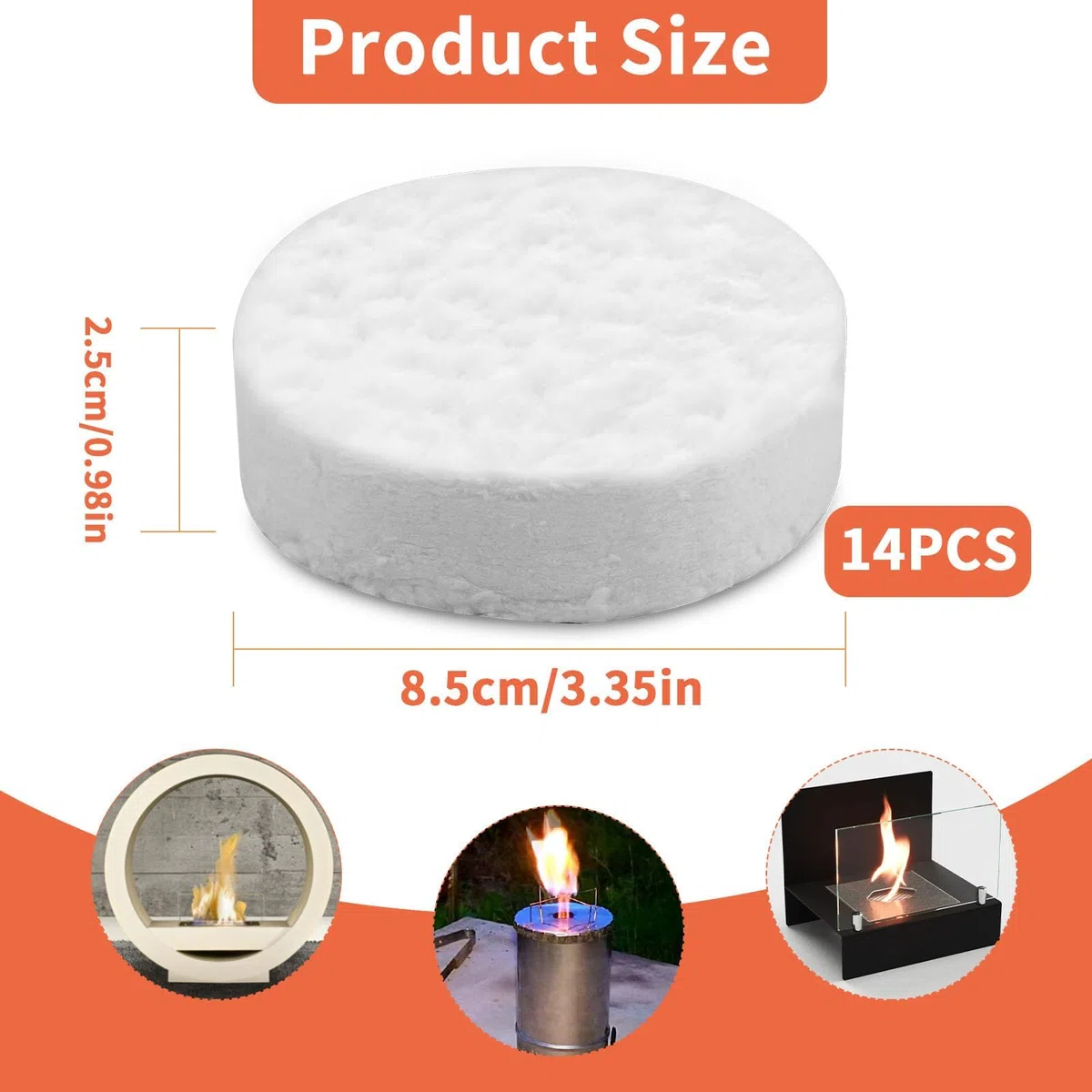 14 Piezas de Lana Cerámica para Bioetanol 85x85x25mm Lana Cerámica Esponja Cerámica para Chimeneas de Etanol Chimenea de Gel de Mesa Interior Estufa de Bioetanol