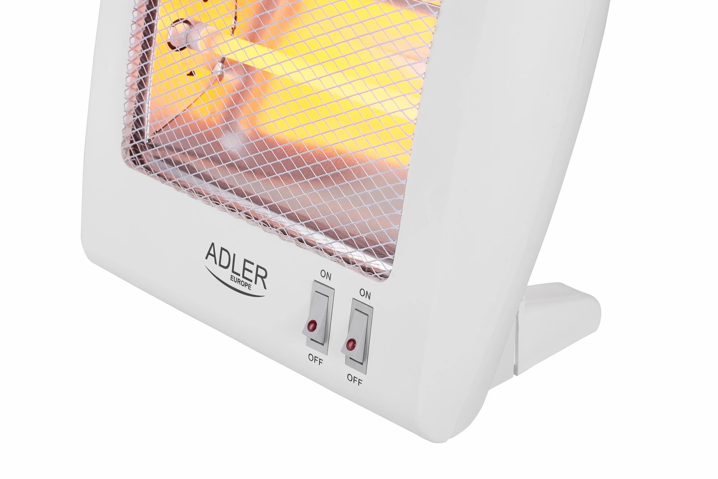 Adler AD7709 Estufa eléctrica de cuarzo portátil, radiador halógeno, 2 niveles temperatura, sistema seguridad, 400/800W