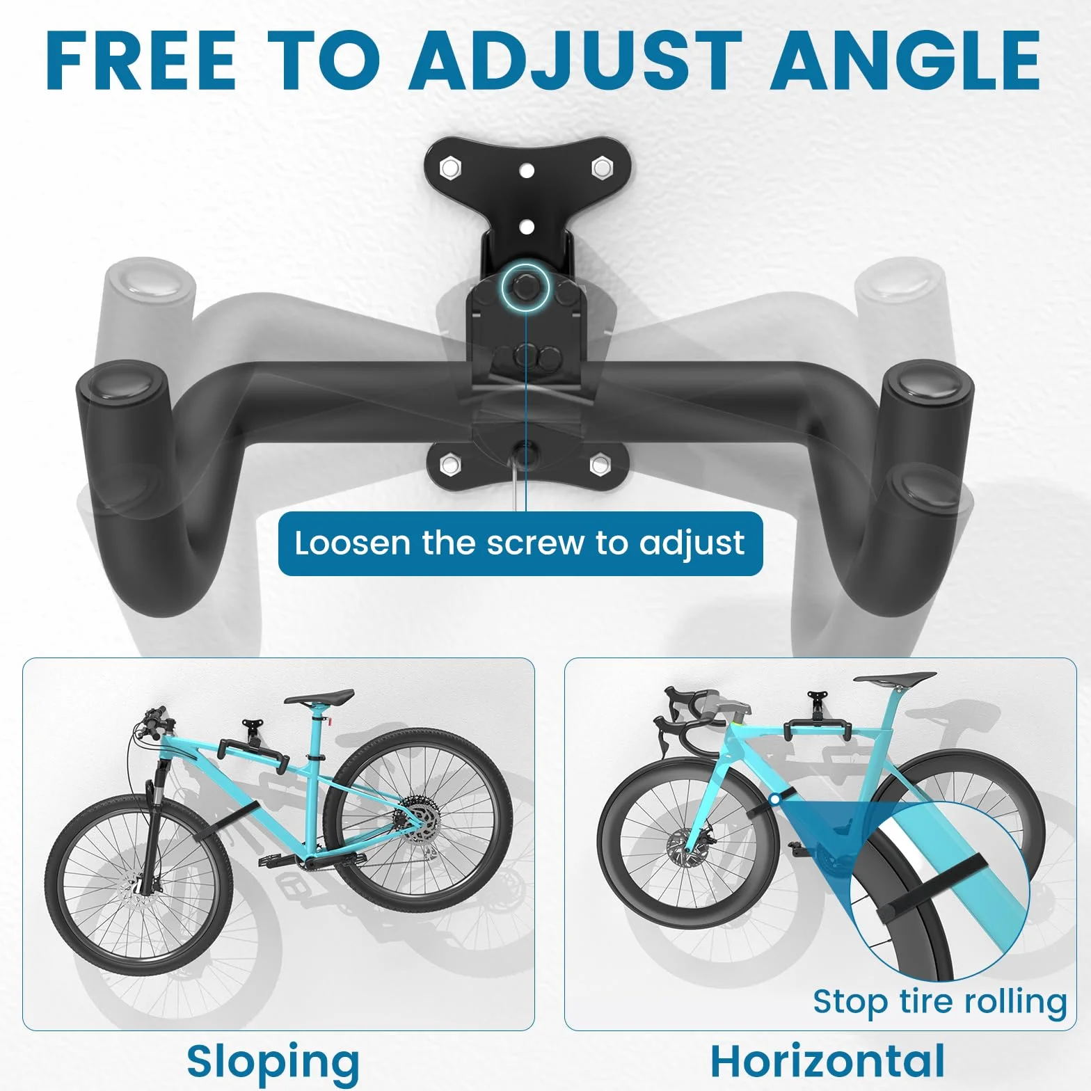 Housolution Soporte De Pared Para Bicicletas - Acolchado de Espuma EVA, Acero Al Carbono, Ajustable Para Bicis De Carretera, Montaña E Híbridas Hasta 48,5 Lbs. Ahorra Espacio En Garaje/Casa, 1 Paquete