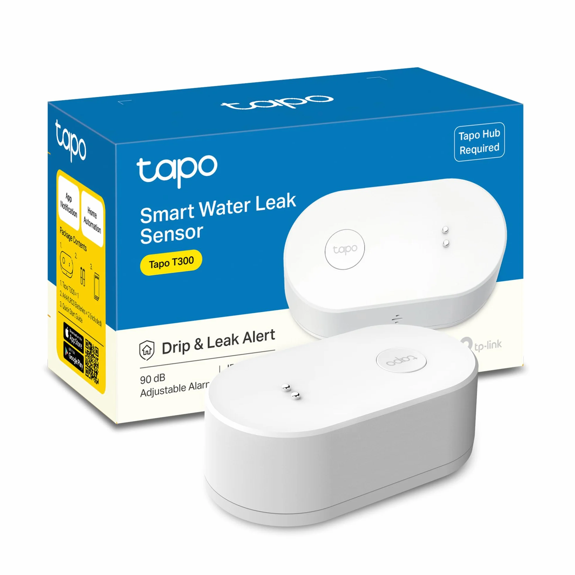 Tapo T300 – Sensor Inteligente de Fugas de Agua, clasificación IP66 a Prueba de Agua, Alarma de Fugas de 90 dB, Compatible con concentrador, Doble inducción