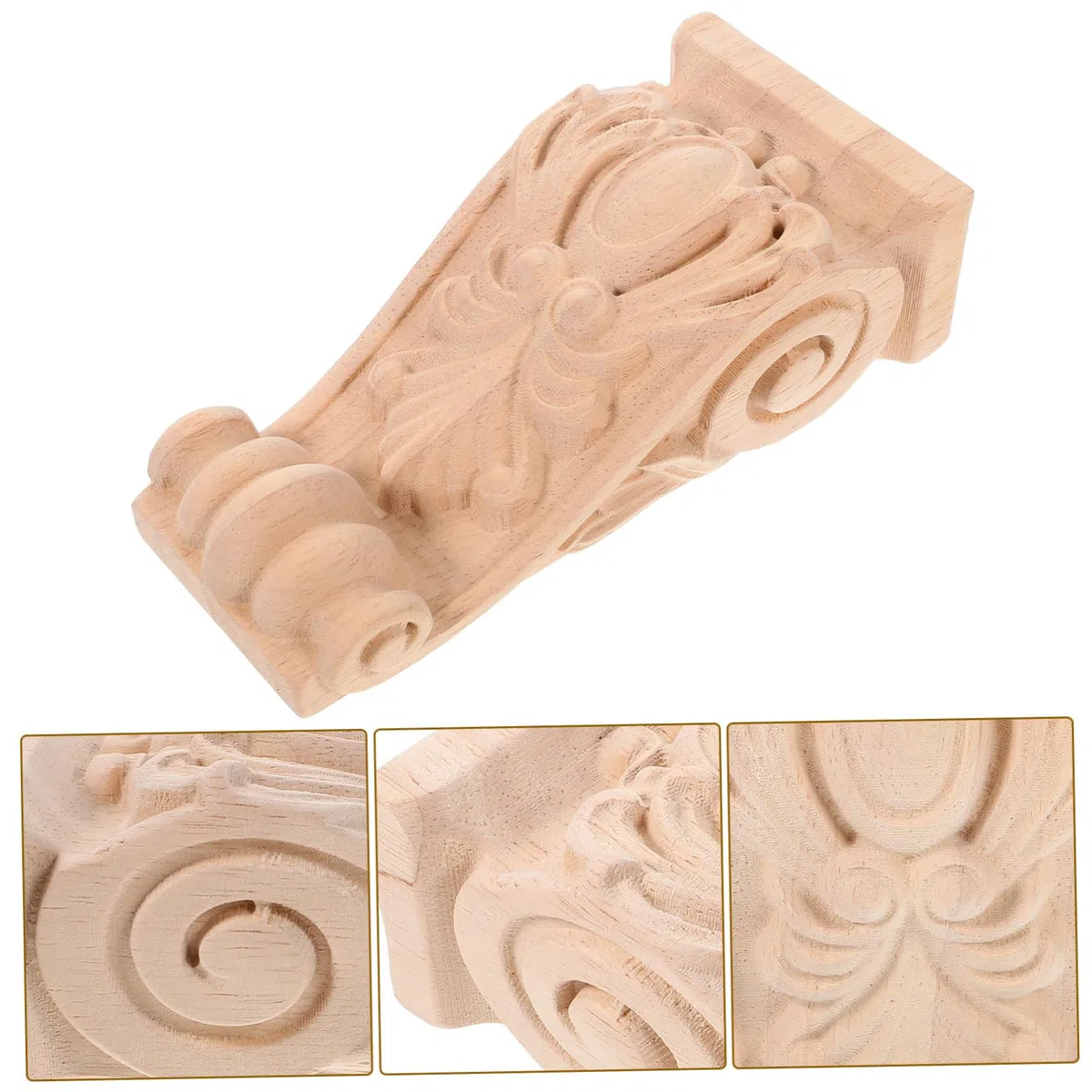 Gadpiparty Ménsula de Tallado de Madera Estilo Europeo Corbel Robusto y Fácil de Usar para Proyectos de Decoración DIY en Villas Acabado Khaki