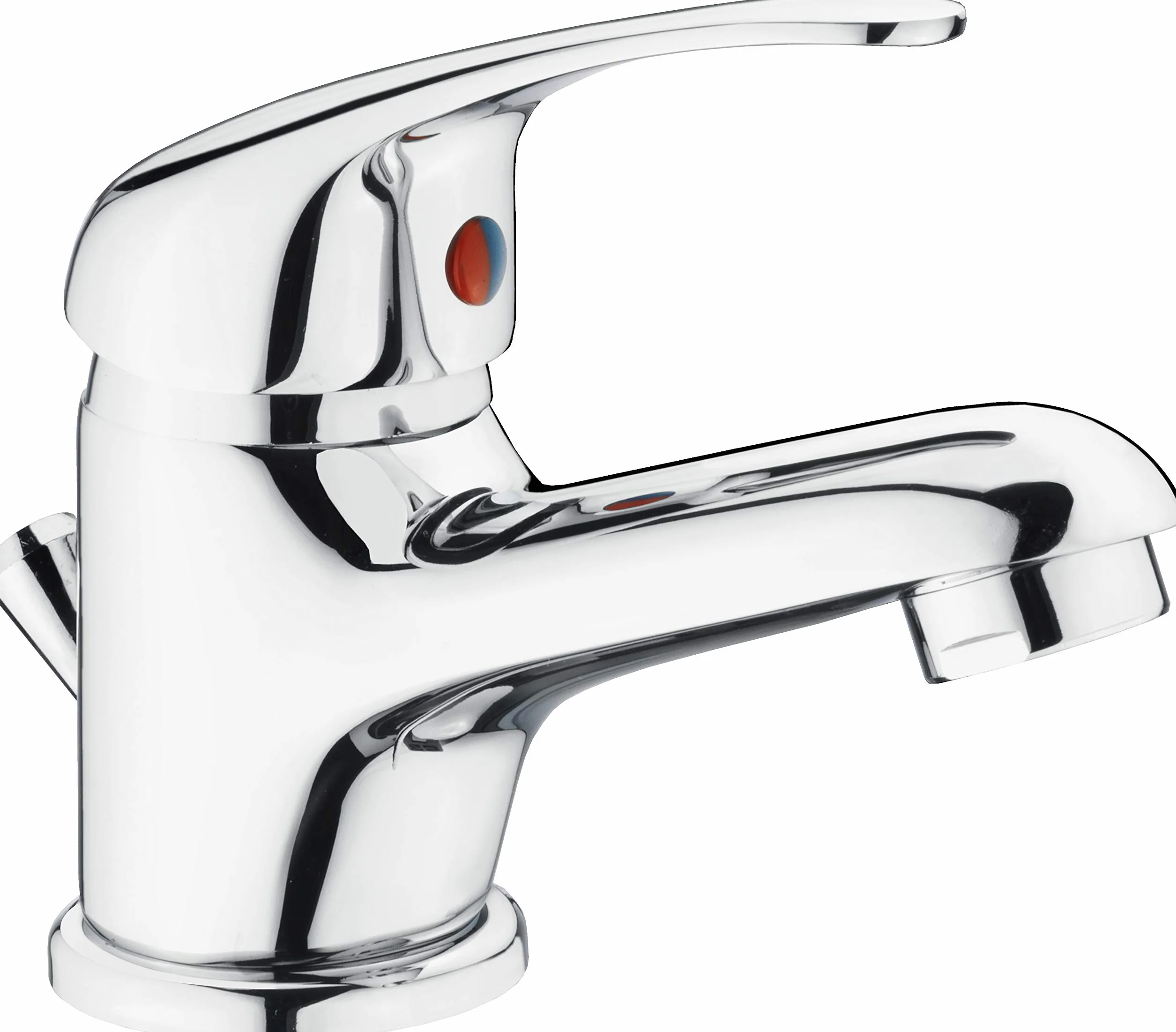 Cornat Grifo de Lavabo Piccolo – Mezclador con desagüe – Cuerpo de latón cromado – Altura de salida baja