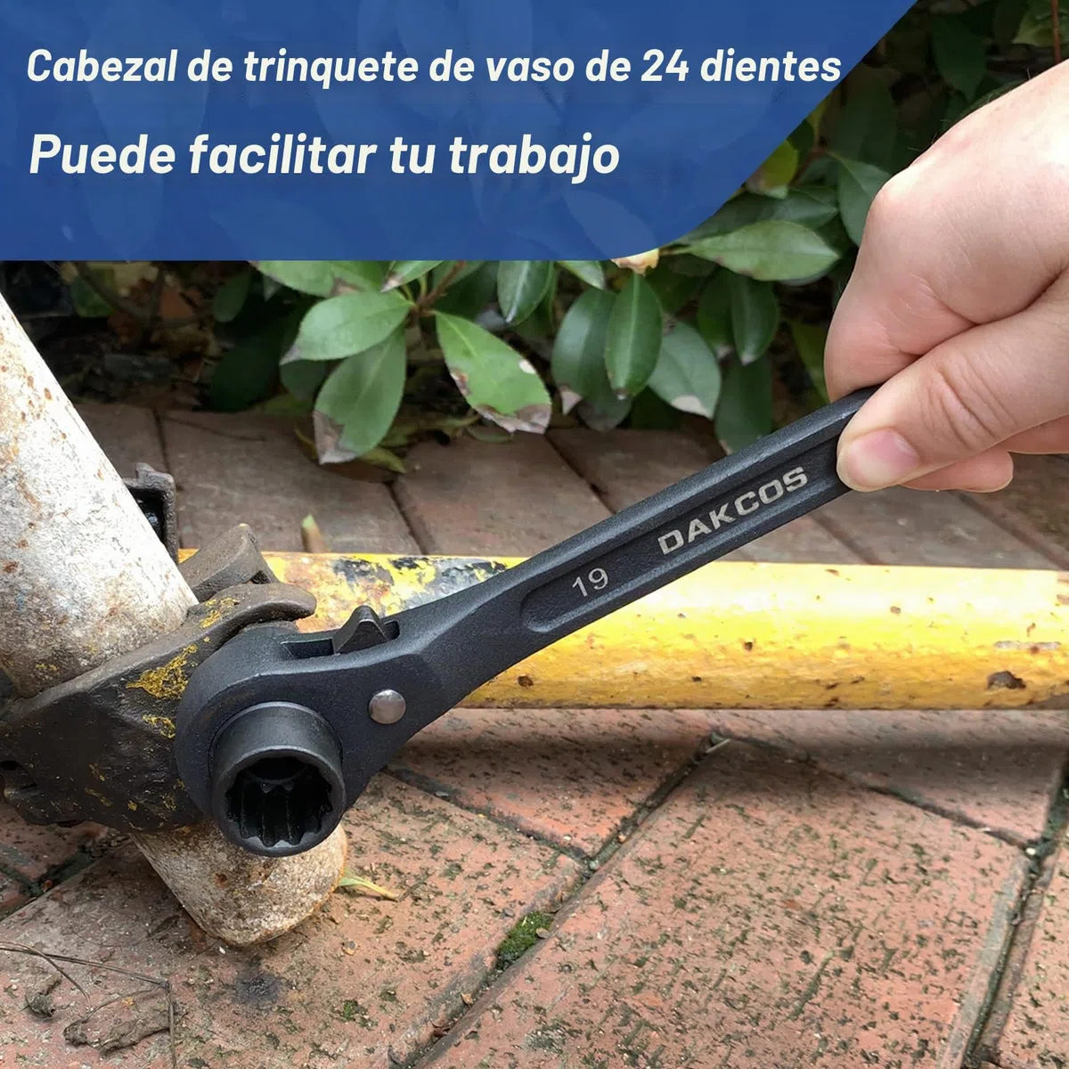 DAKCOS Llave de Carraca de Andamio 19/22 mm Derecha/Izquierda, Reversible, Negro
